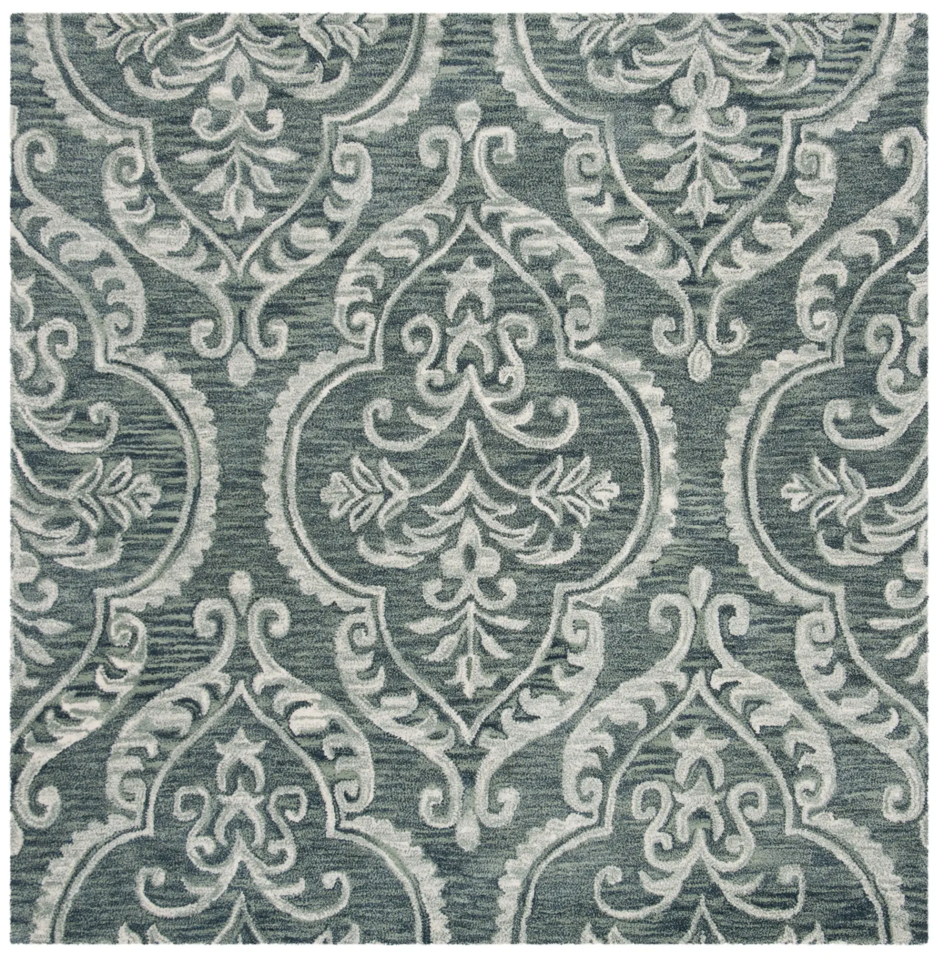 Blossom Scrolling Damask Hand-Tufted Wool Rug