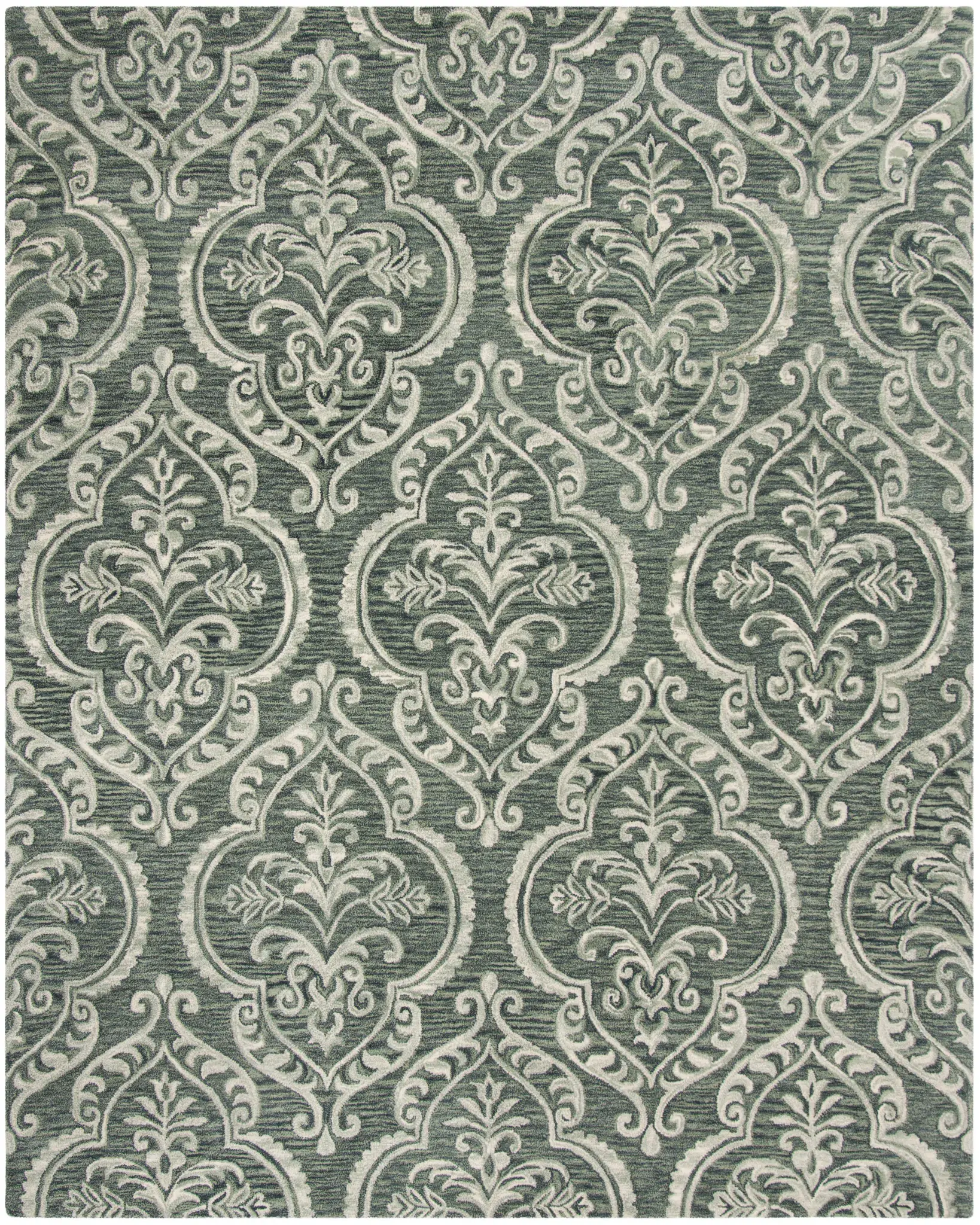 Blossom Scrolling Damask Hand-Tufted Wool Rug