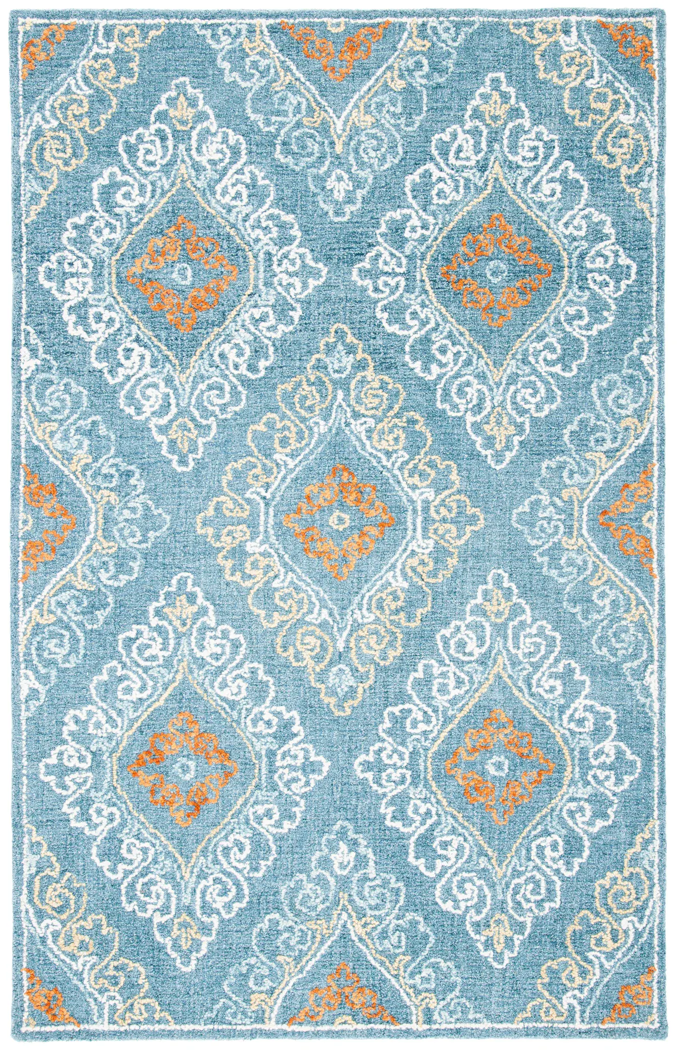 Blossom Damask Diamond Hand-Tufted Wool Rug
