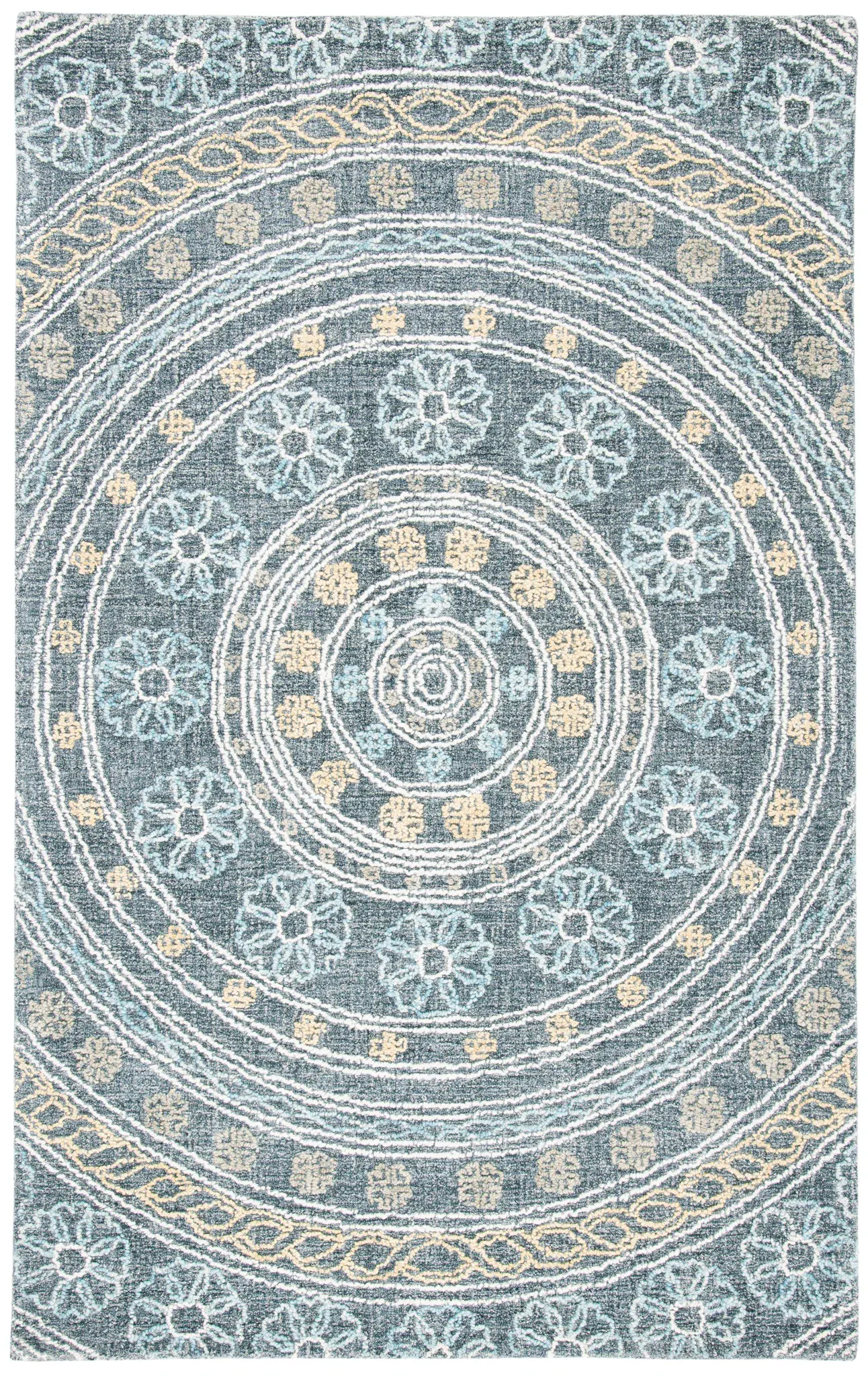 Blossom Rosette Medallion Hand-Tufted Wool Rug