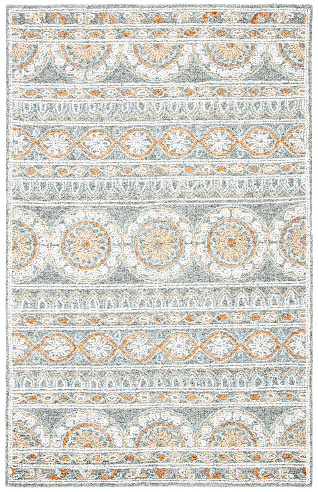 Blossom Banded Medallion Hand-Tufted Wool Rug