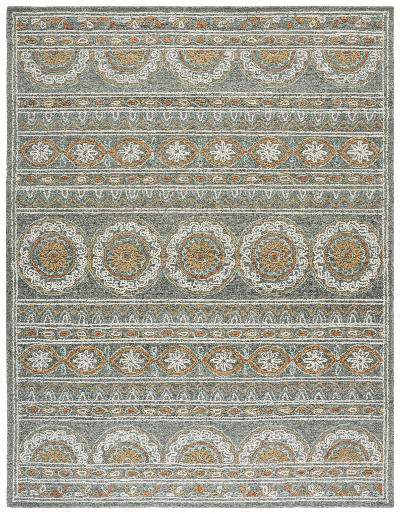 Blossom Banded Medallion Hand-Tufted Wool Rug