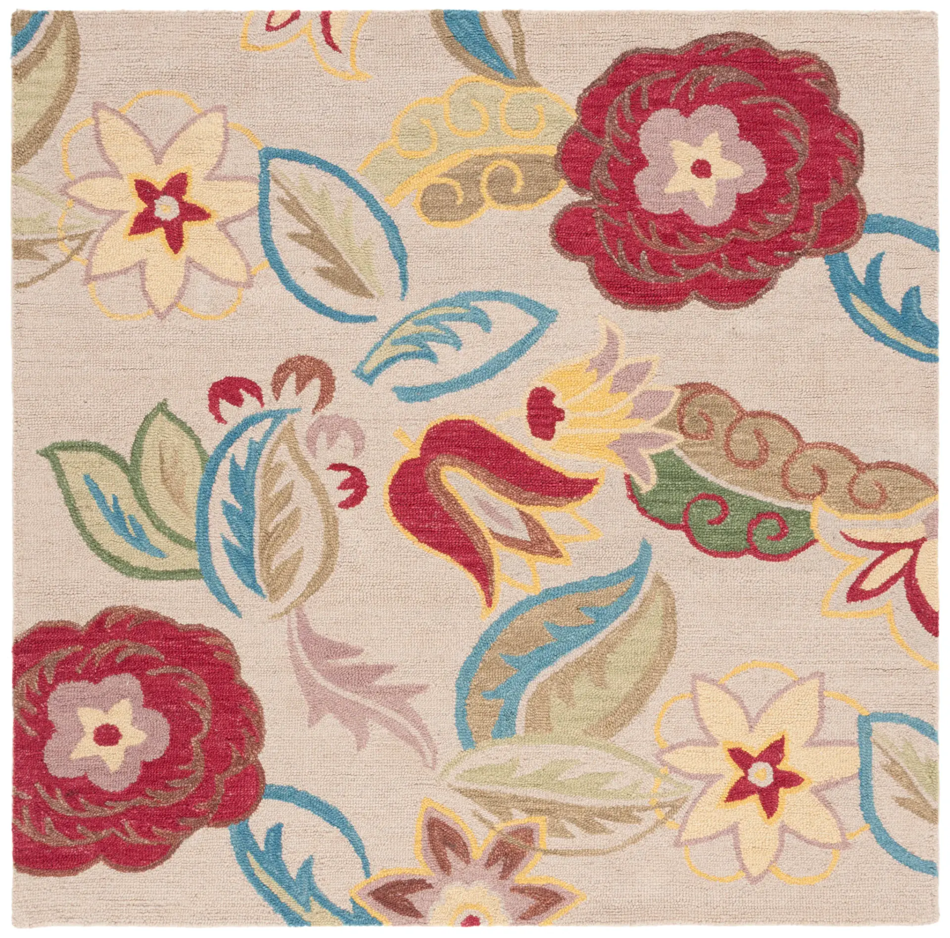 Blossom Boho Floral Hand-Hooked Wool Rug