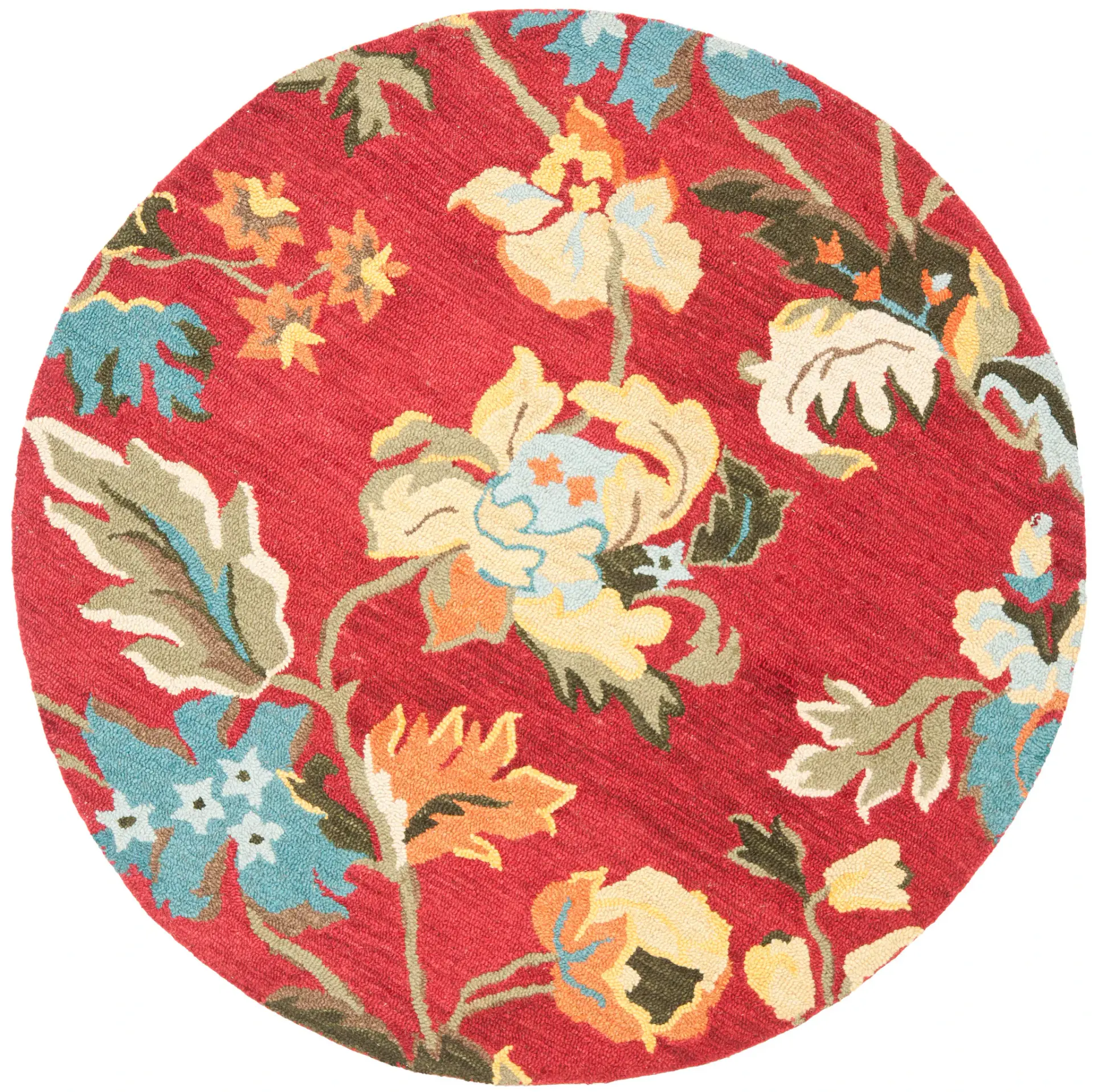 Blossom Floral Leaf Trail Hand-Hooked Wool Rug