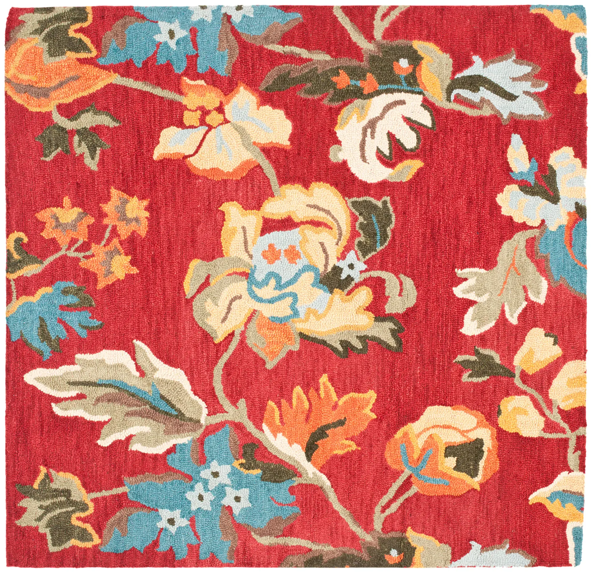 Blossom Floral Leaf Trail Hand-Hooked Wool Rug
