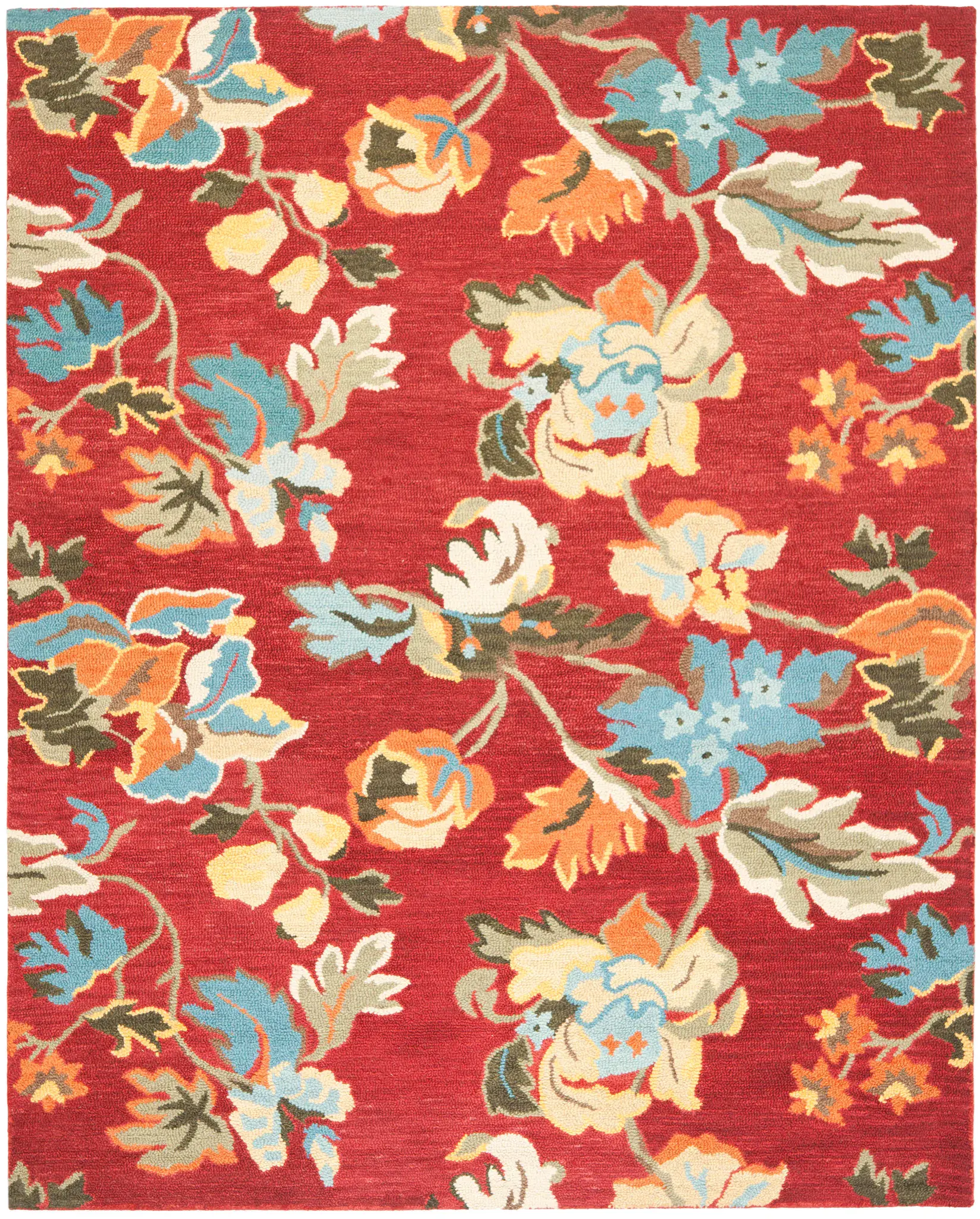 Blossom Floral Leaf Trail Hand-Hooked Wool Rug