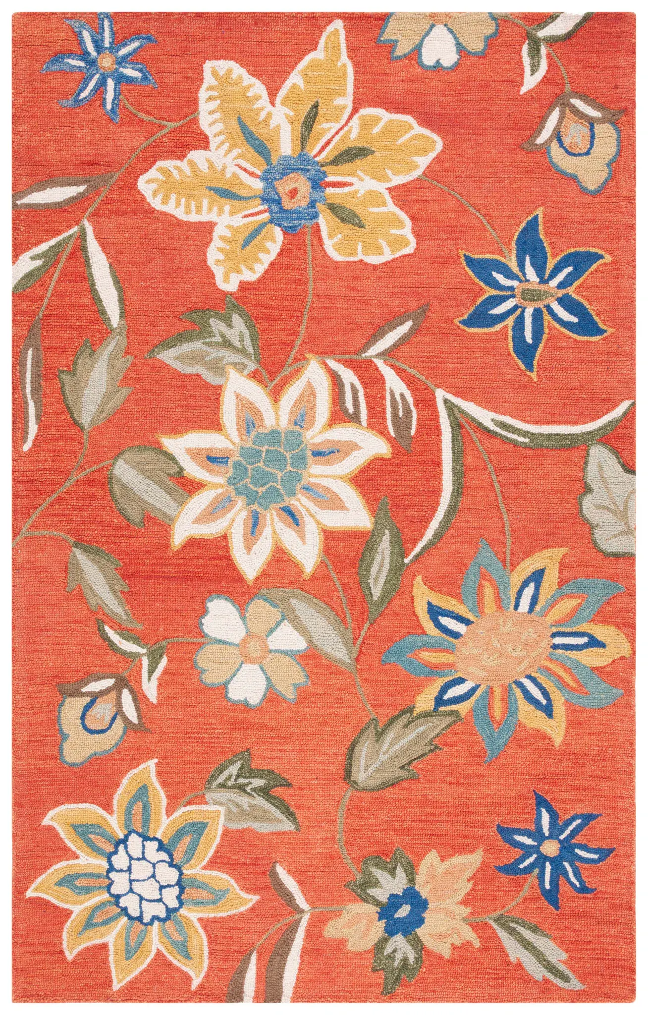 Blossom Floral Vines Hand-Hooked Wool Rug