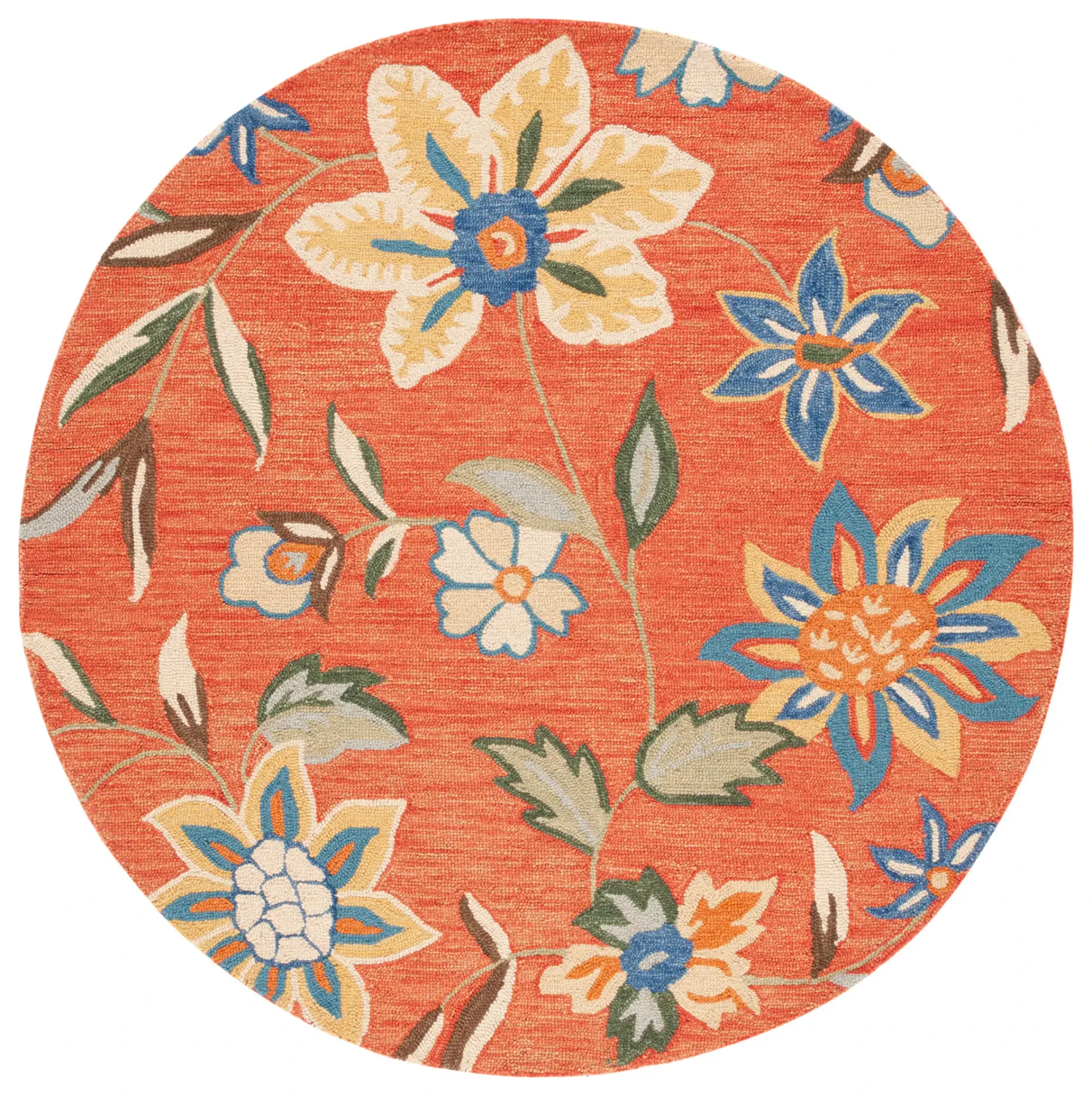 Blossom Floral Vines Hand-Hooked Wool Rug