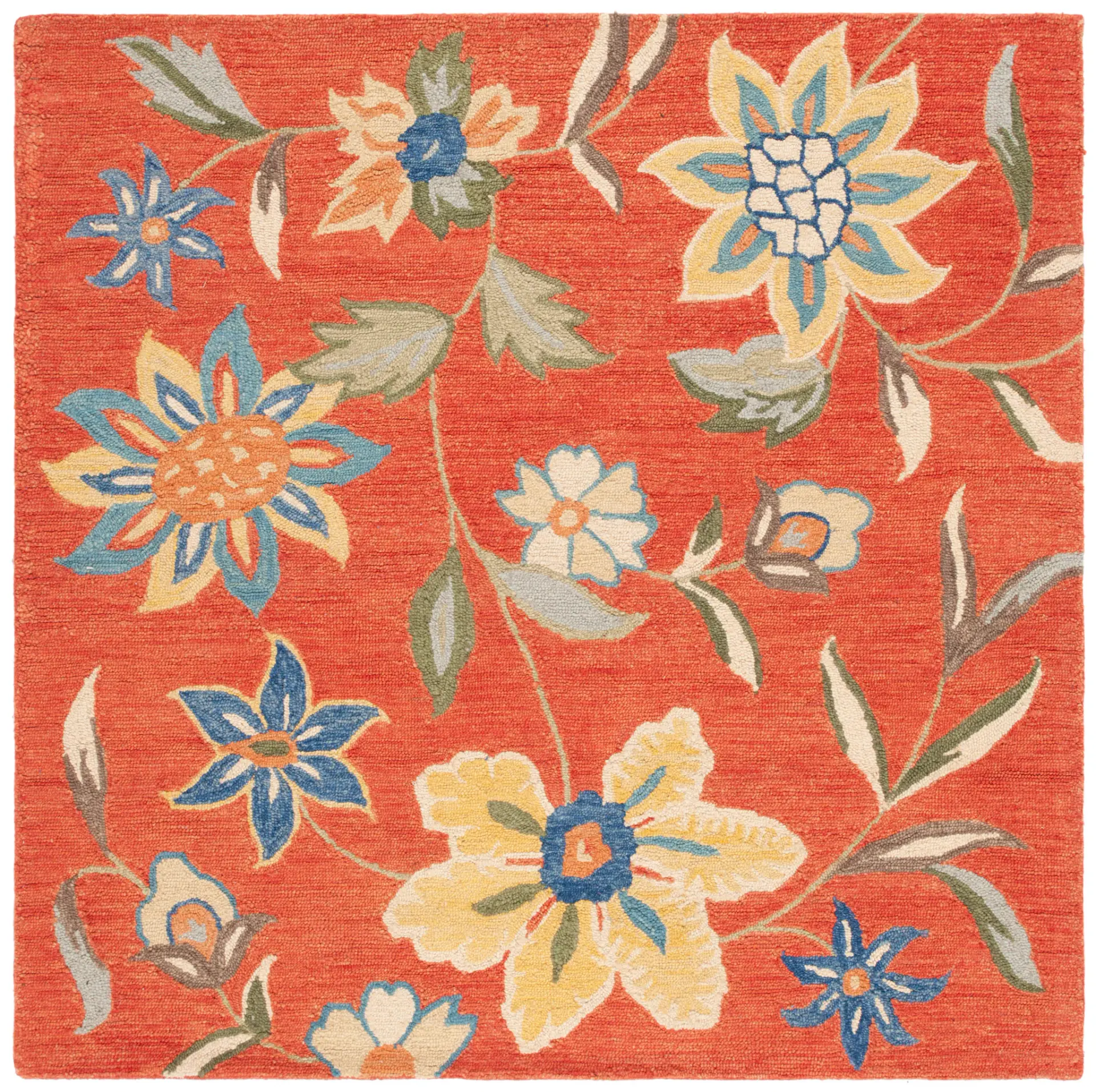 Blossom Floral Vines Hand-Hooked Wool Rug