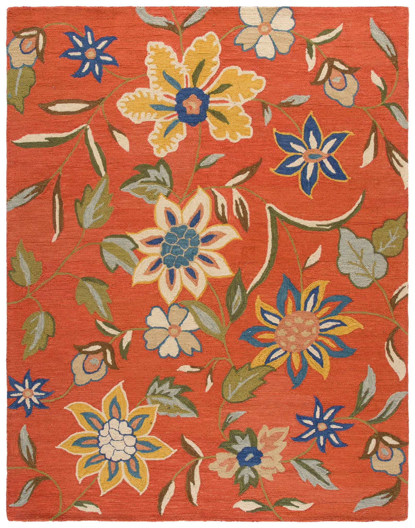 Blossom Floral Vines Hand-Hooked Wool Rug