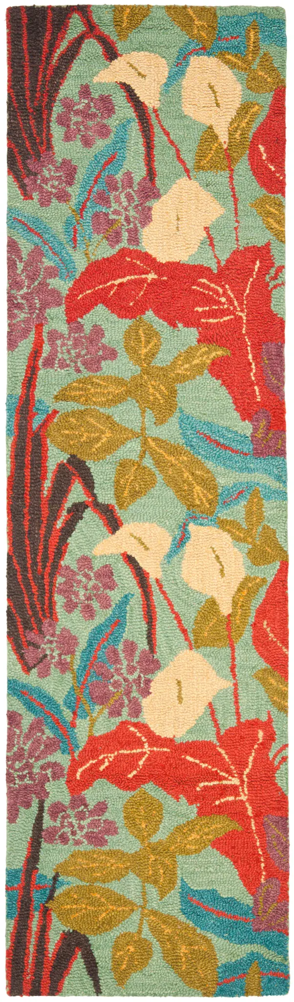 Blossom Tropical Leaf Hand-Hooked Wool Rug