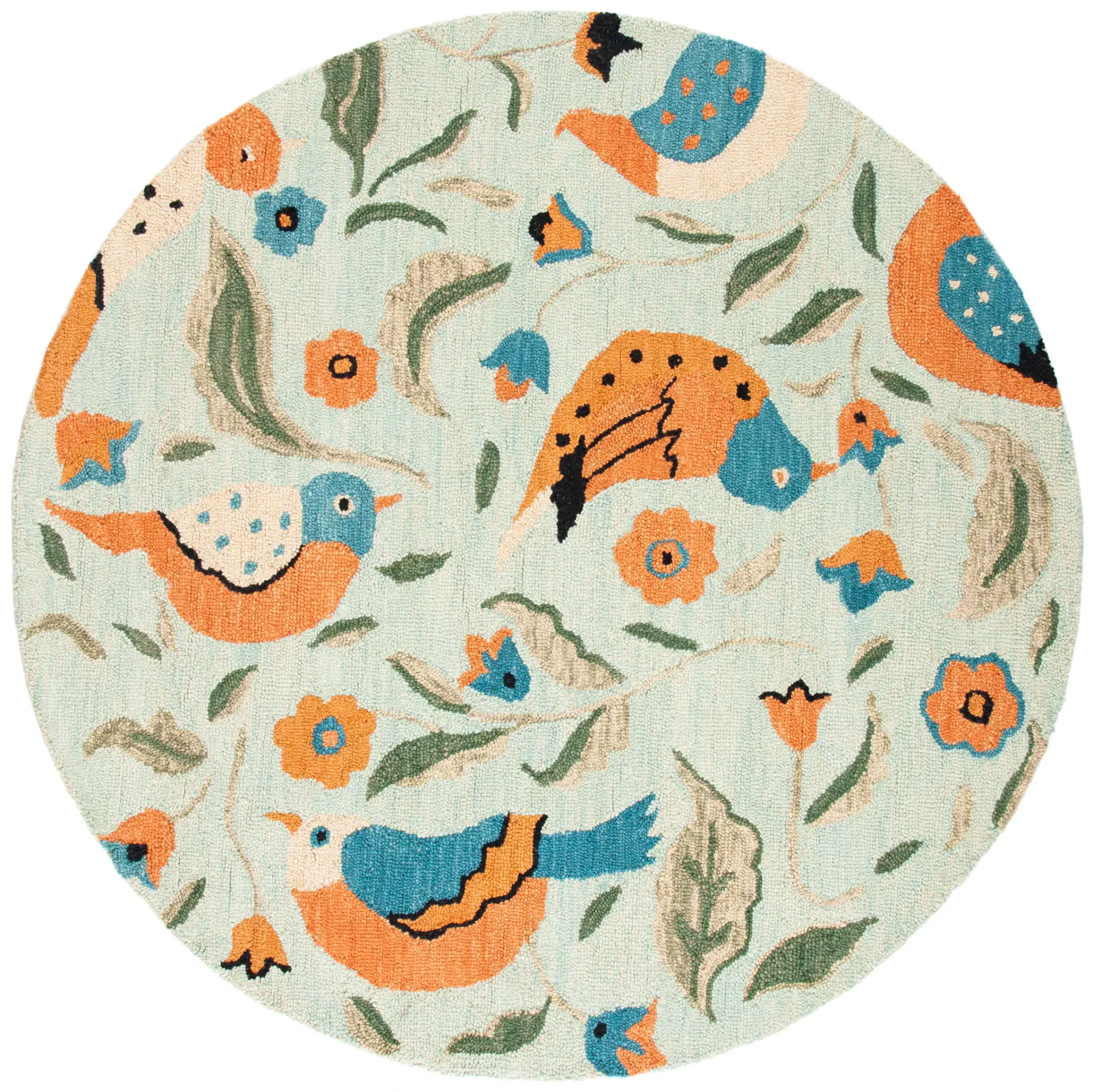 Blossom Bird And Floral Hand-Hooked Wool Rug