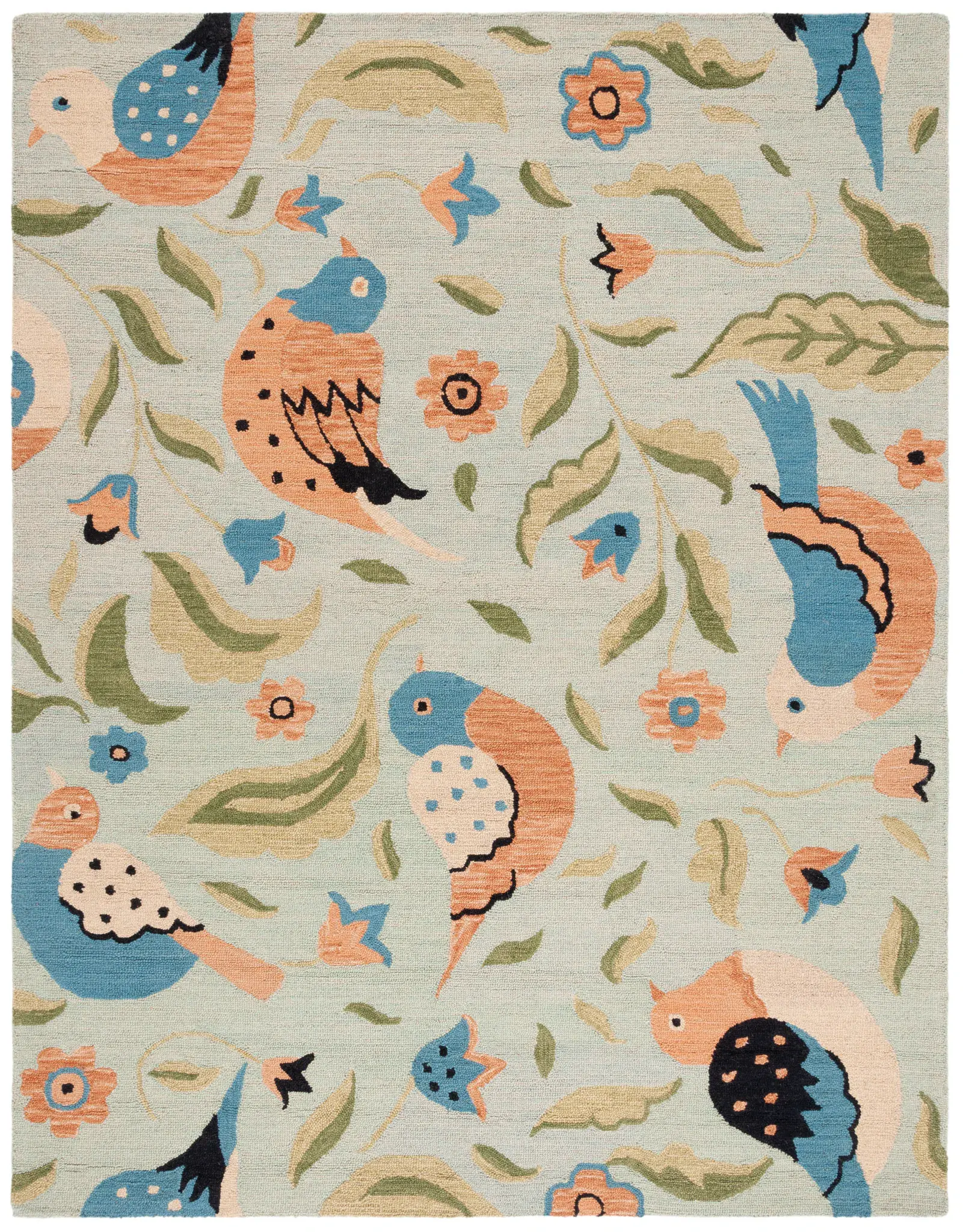 Blossom Bird And Floral Hand-Hooked Wool Rug