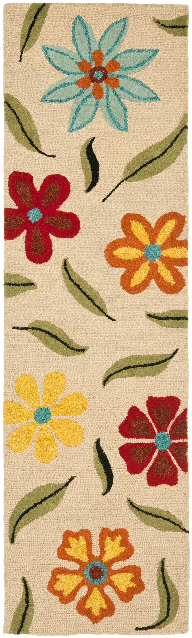 Blossom Floral And Leaf Hand-Hooked Wool Rug