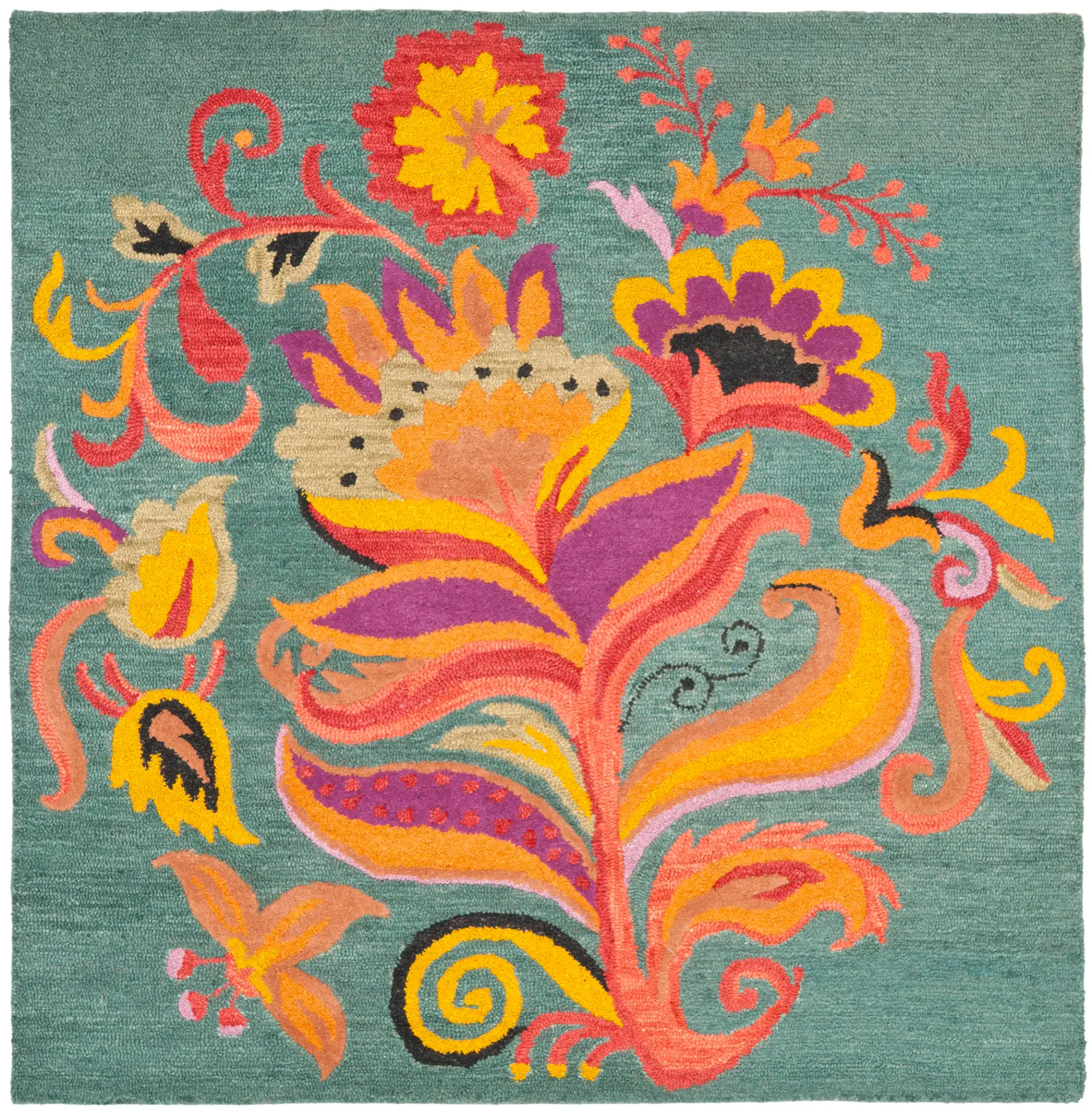 Blossom Oversized Floral Hand-Hooked Wool Rug