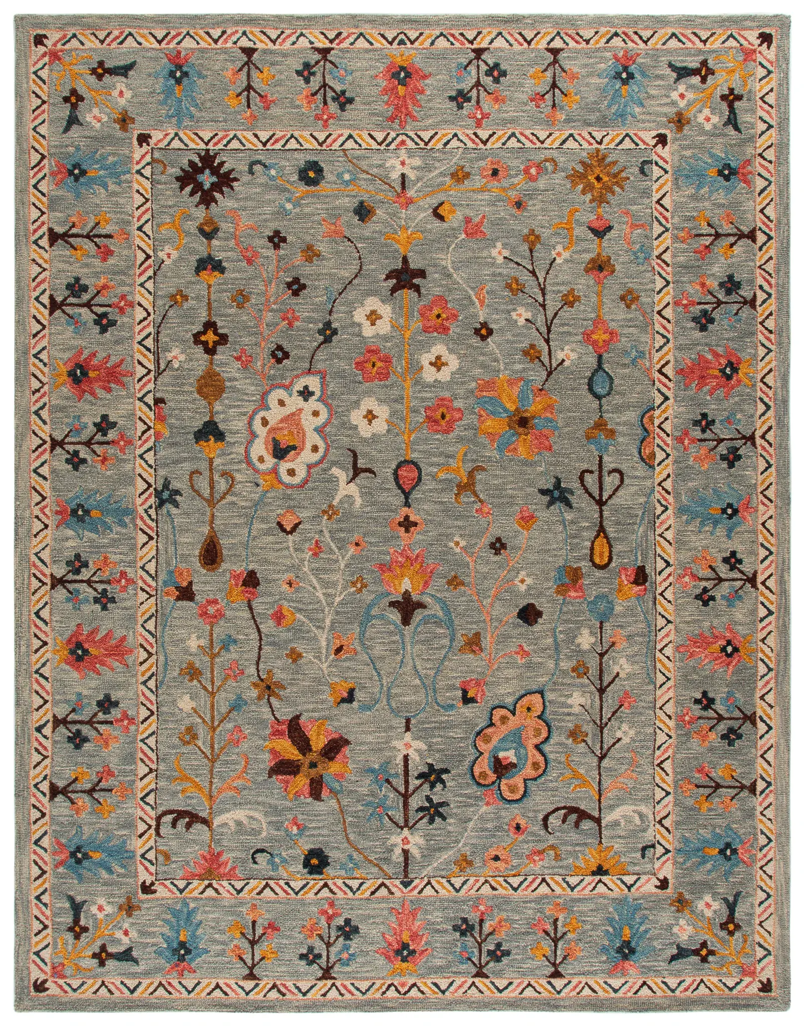 Blossom Folk Floral Branch Hand-Tufted Wool Rug