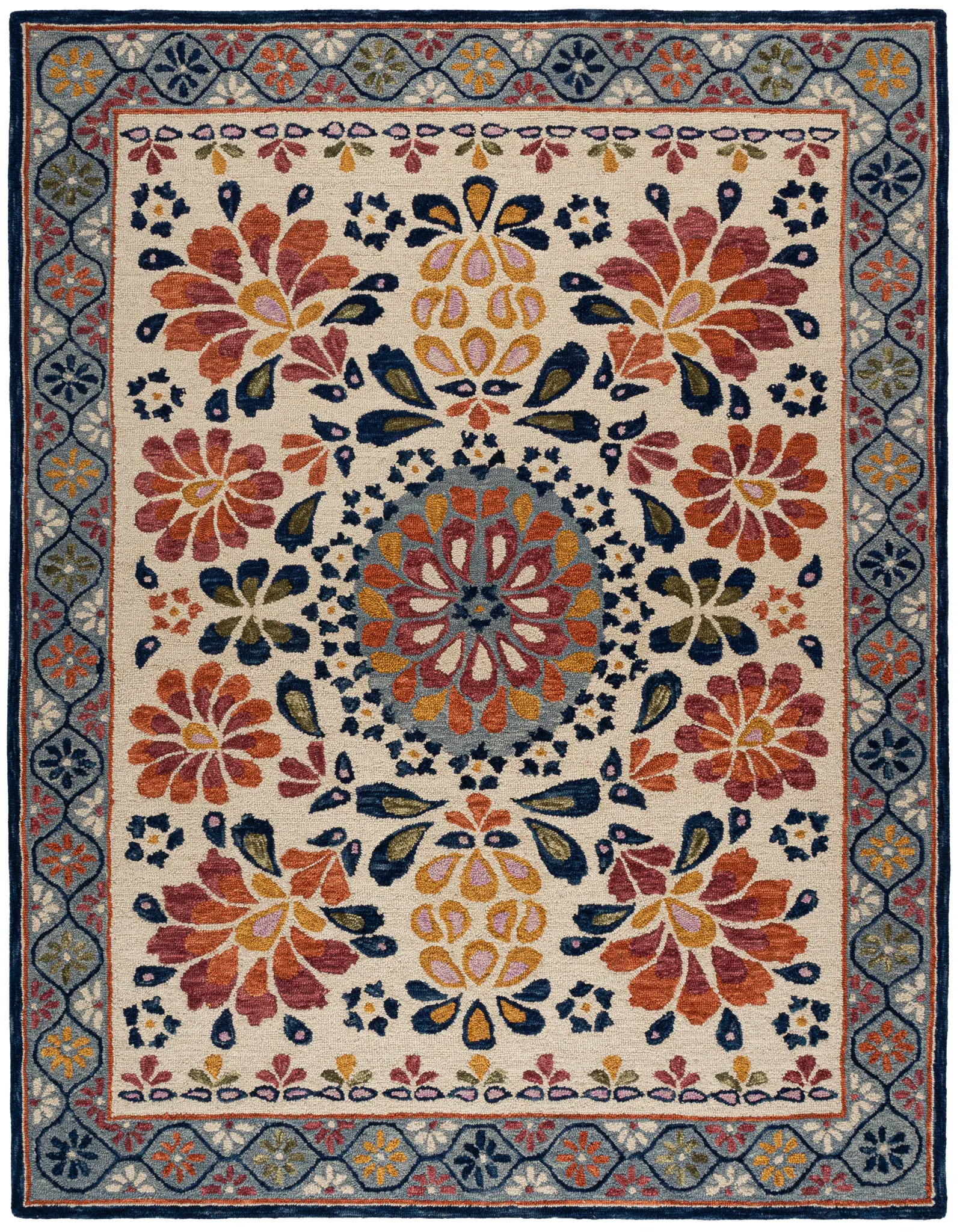 Blossom Folk Floral Hand-Tufted Wool Rug