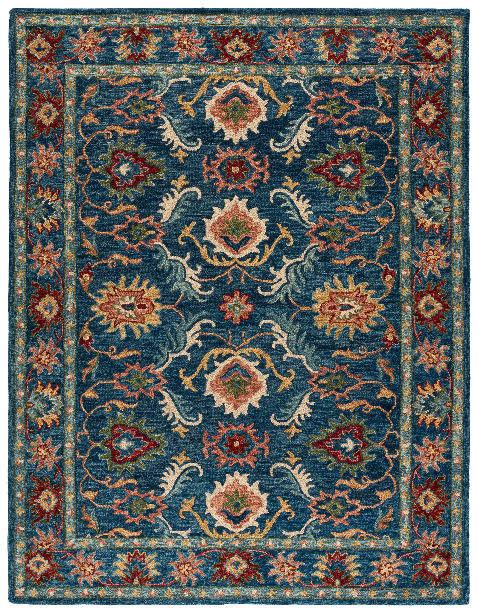 Blossom Palmette Border Hand-Tufted Wool Rug