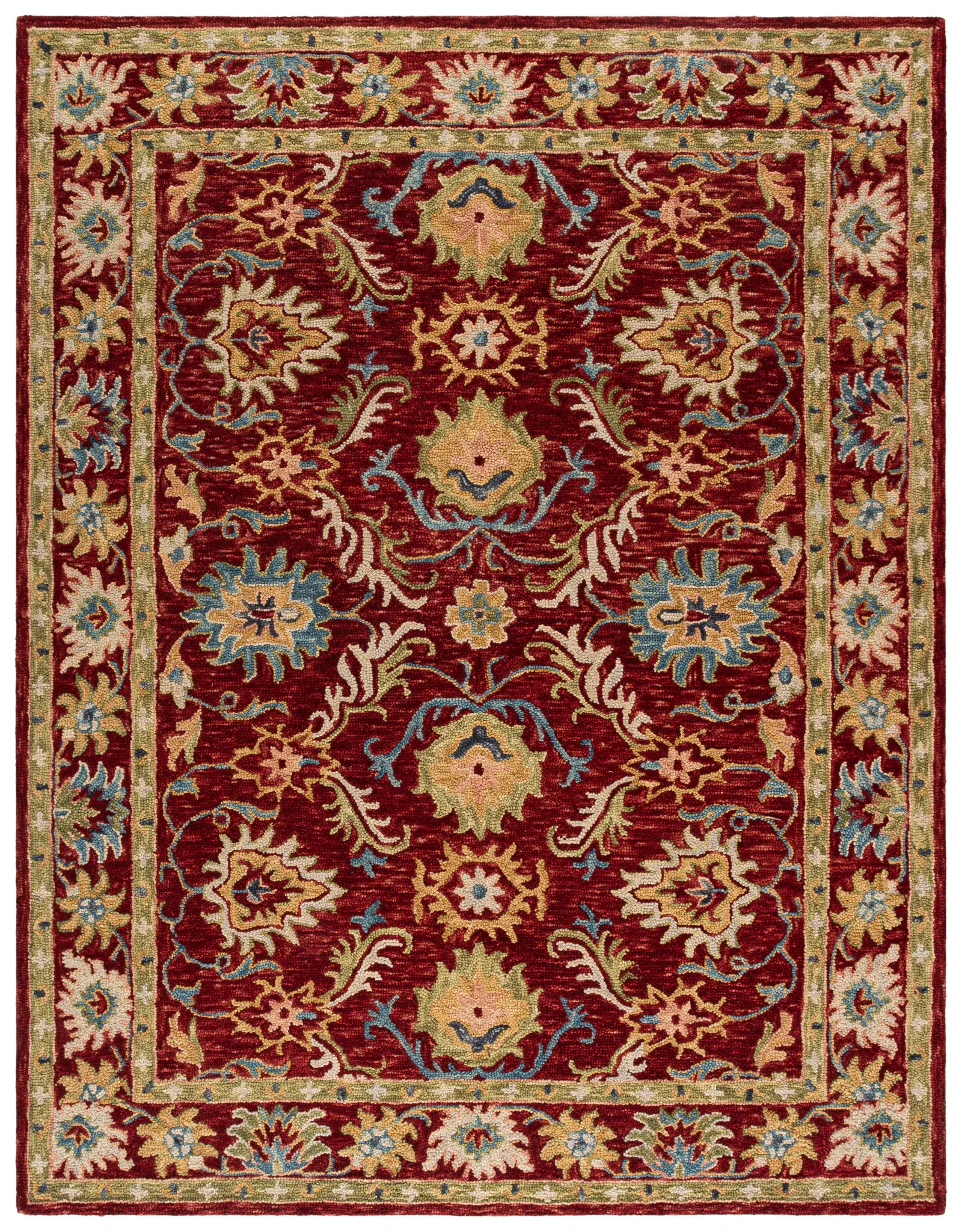 Blossom Palmette Border Hand-Tufted Wool Rug