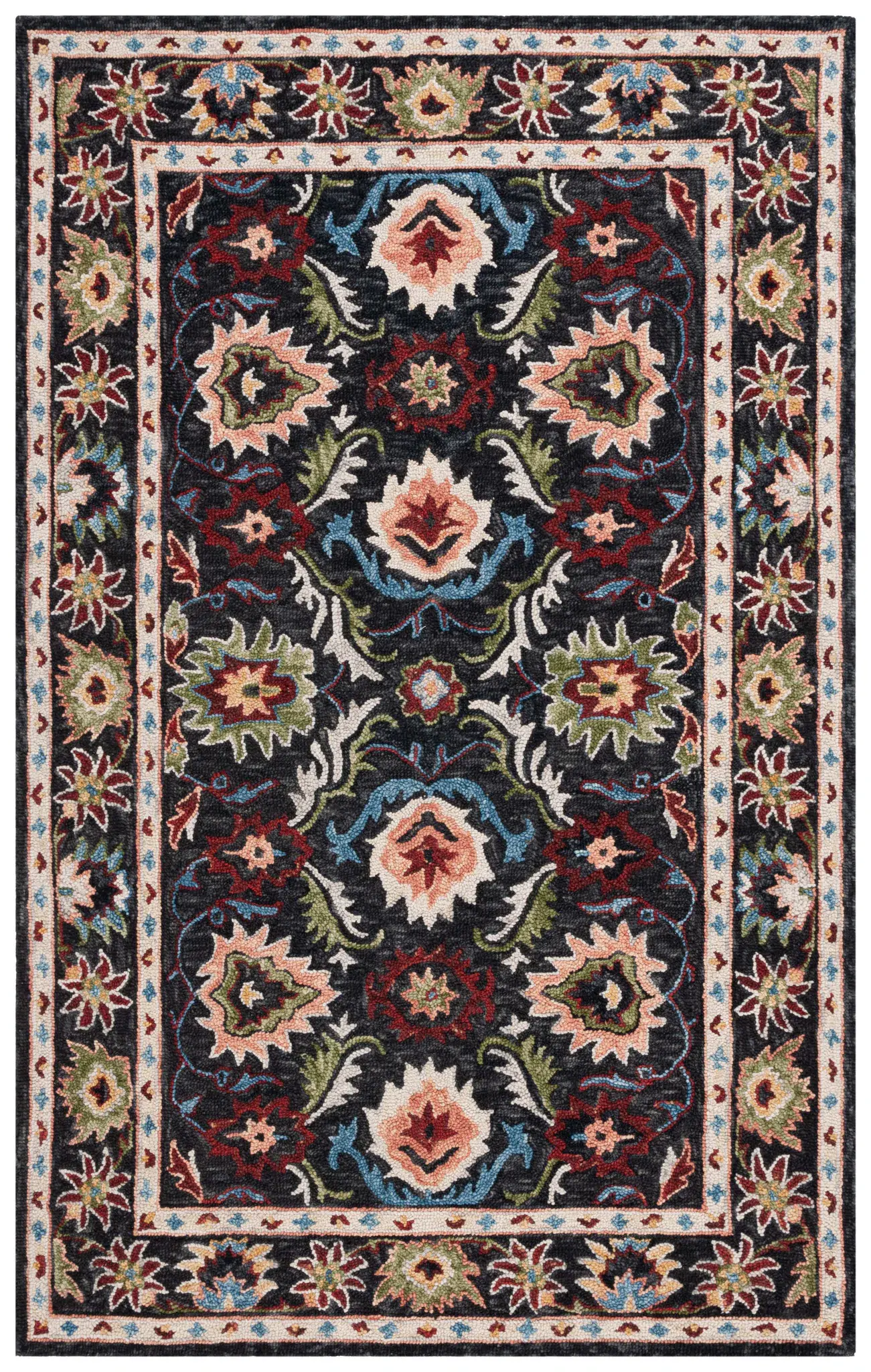 Blossom Palmette Border Hand-Tufted Wool Rug