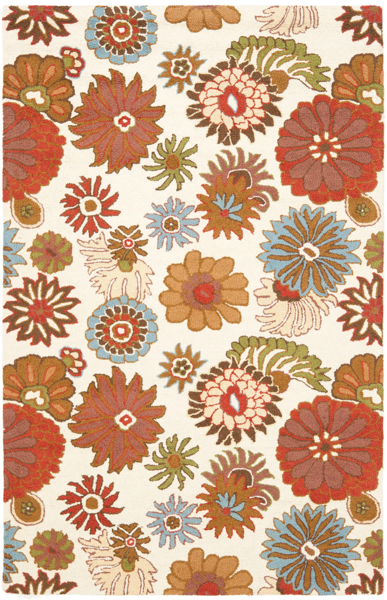 Blossom Floral Daisy Bloom Hand-Hooked Wool Rug