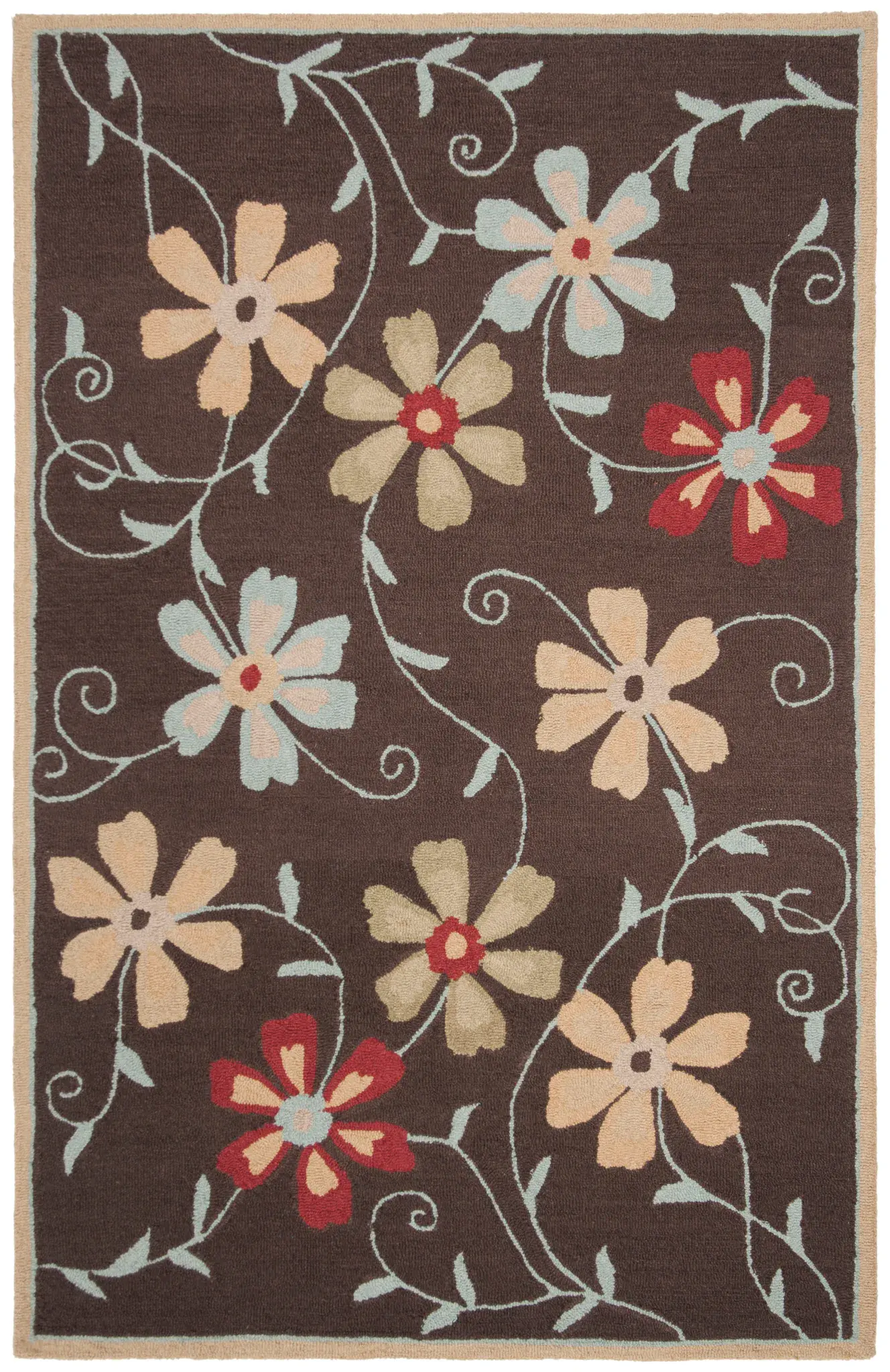 Blossom Trailing Floral Hand-Hooked Wool Rug