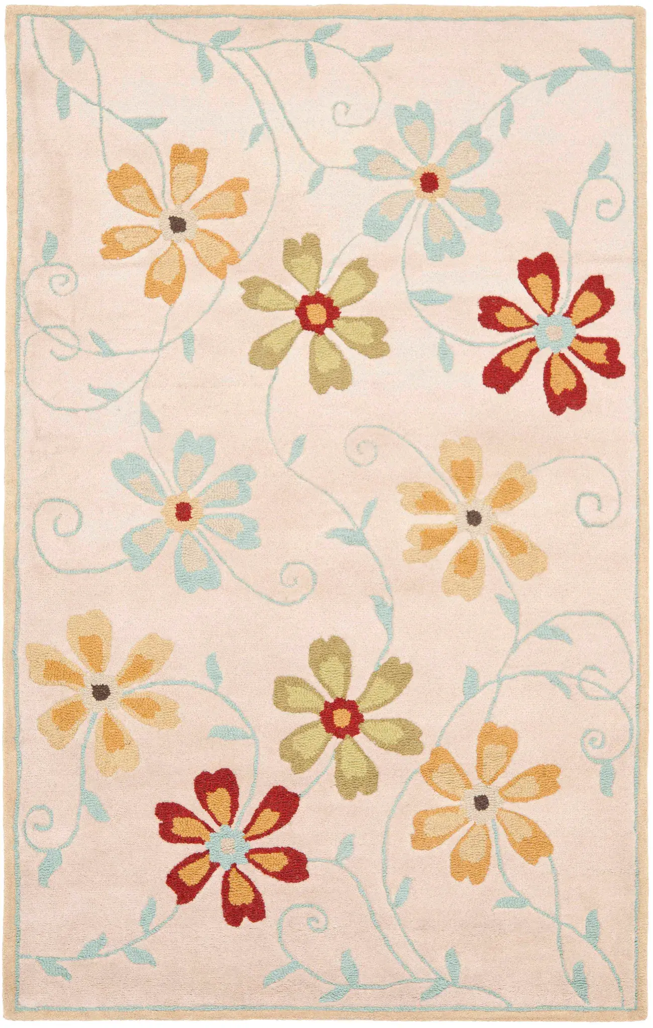 Blossom Trailing Floral Hand-Hooked Wool Rug