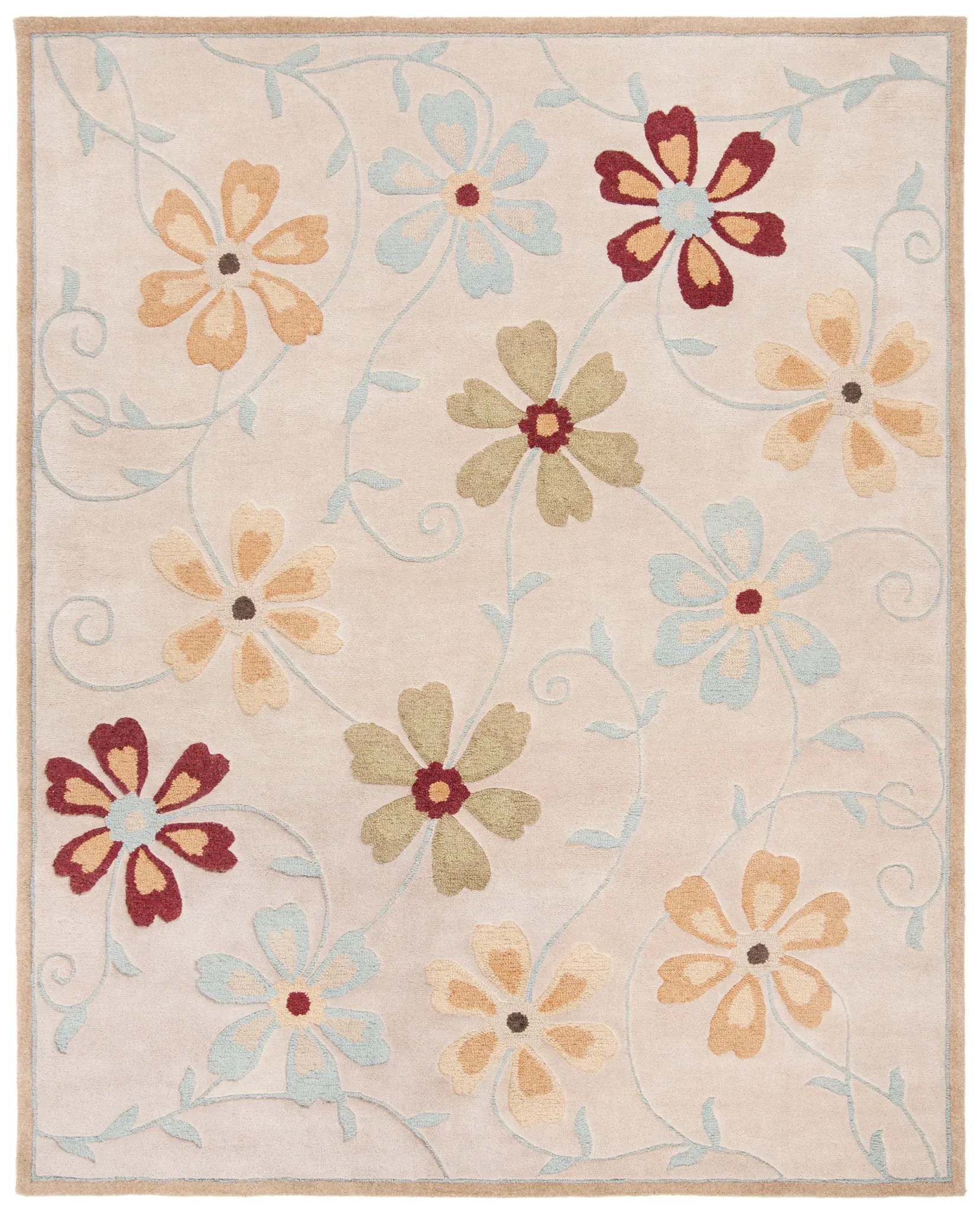 Blossom Trailing Floral Hand-Hooked Wool Rug