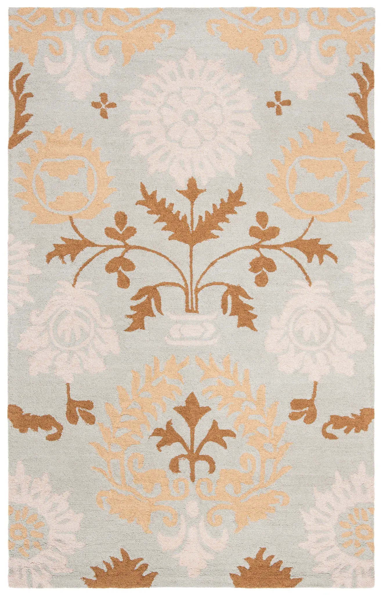 Blossom Damask Floral Hand-Hooked Wool Rug