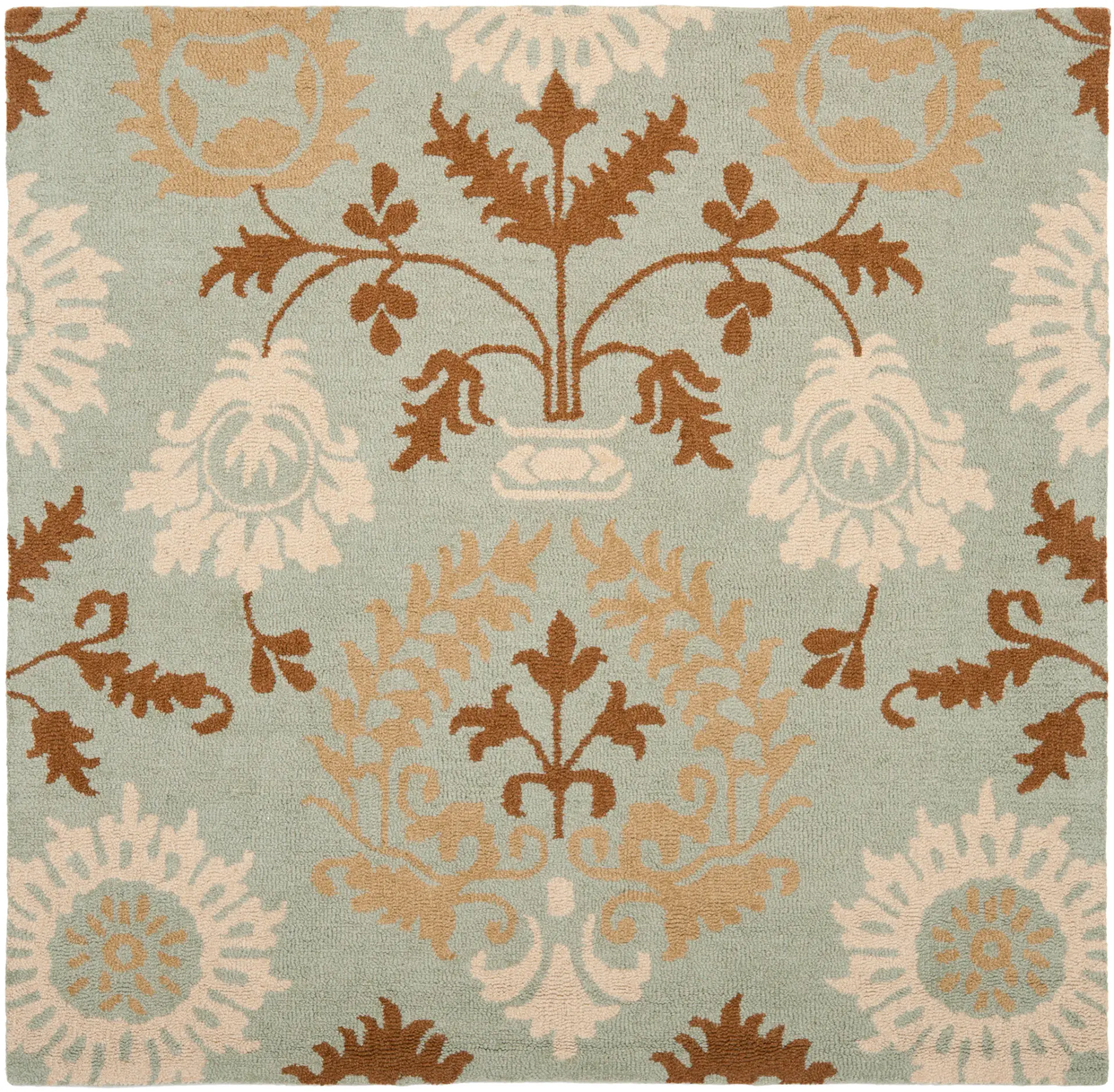 Blossom Damask Floral Hand-Hooked Wool Rug