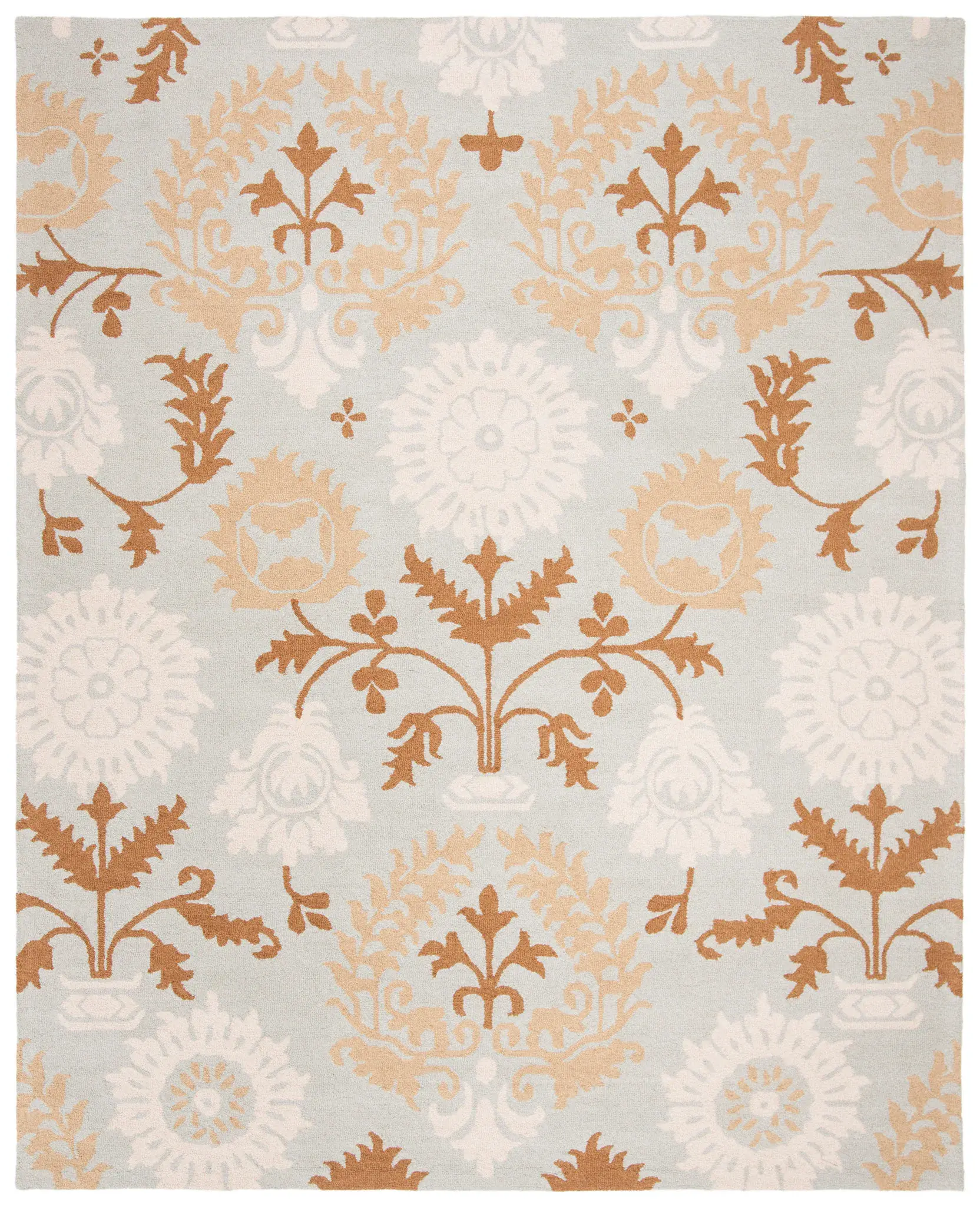 Blossom Damask Floral Hand-Hooked Wool Rug