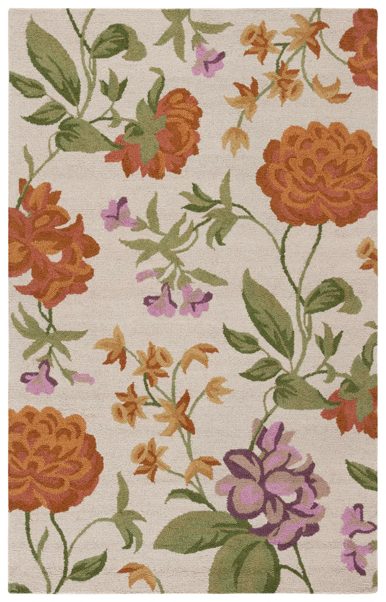Blossom Scattered Floral Hand-Hooked Wool Rug