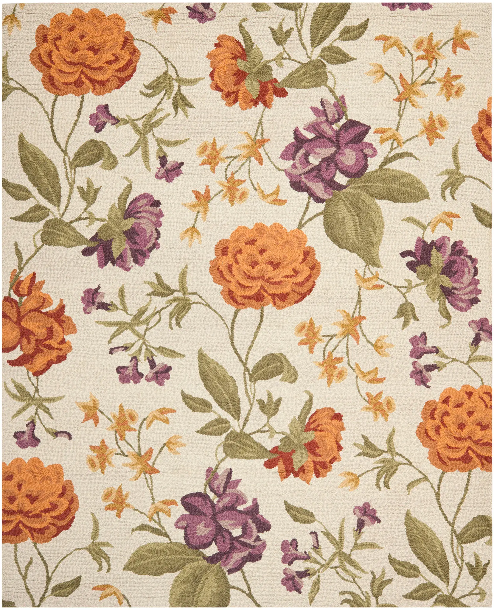 Blossom Scattered Floral Hand-Hooked Wool Rug