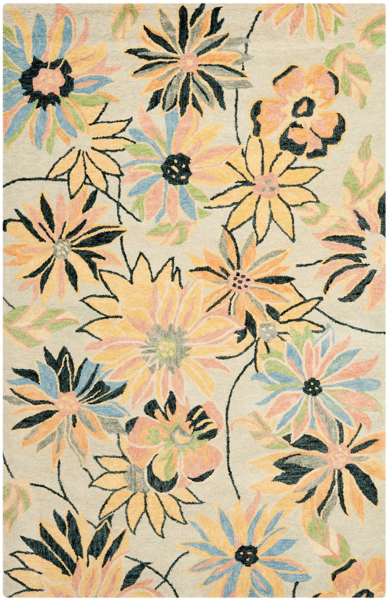 Blossom Daisy Floral Hand-Hooked Wool Rug