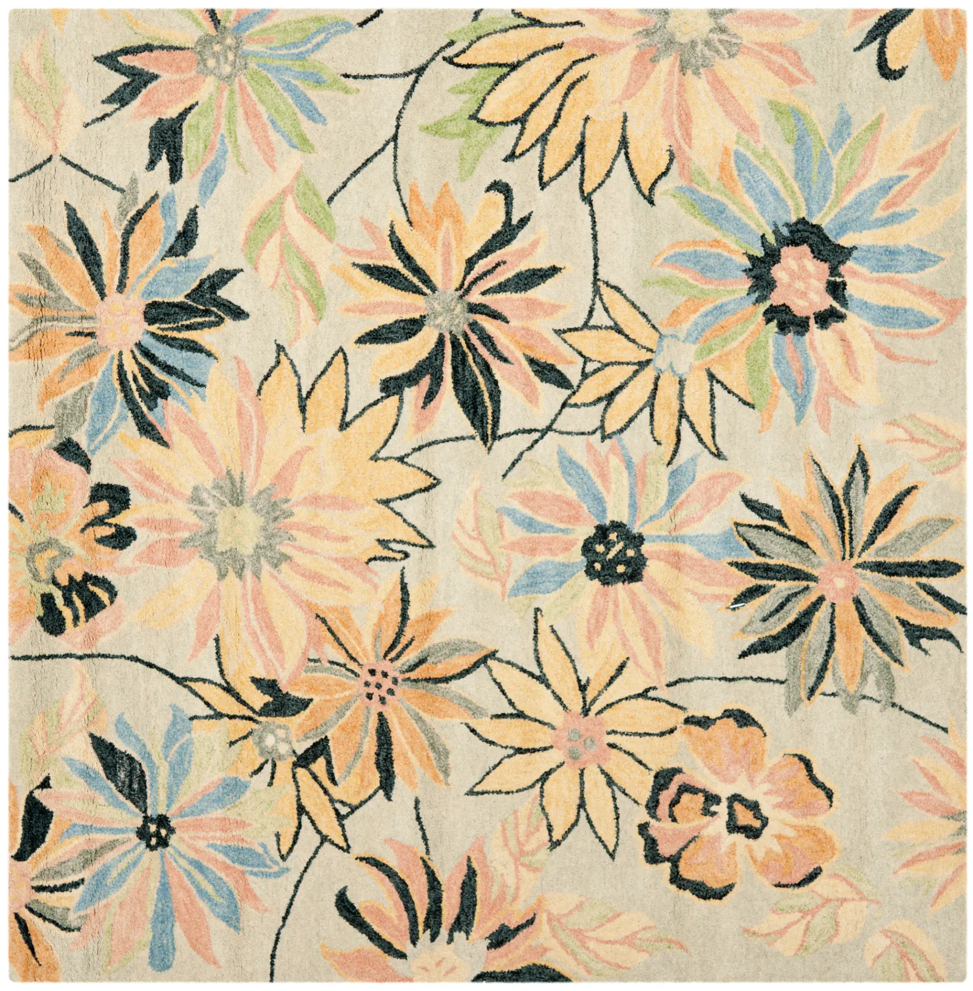 Blossom Daisy Floral Hand-Hooked Wool Rug
