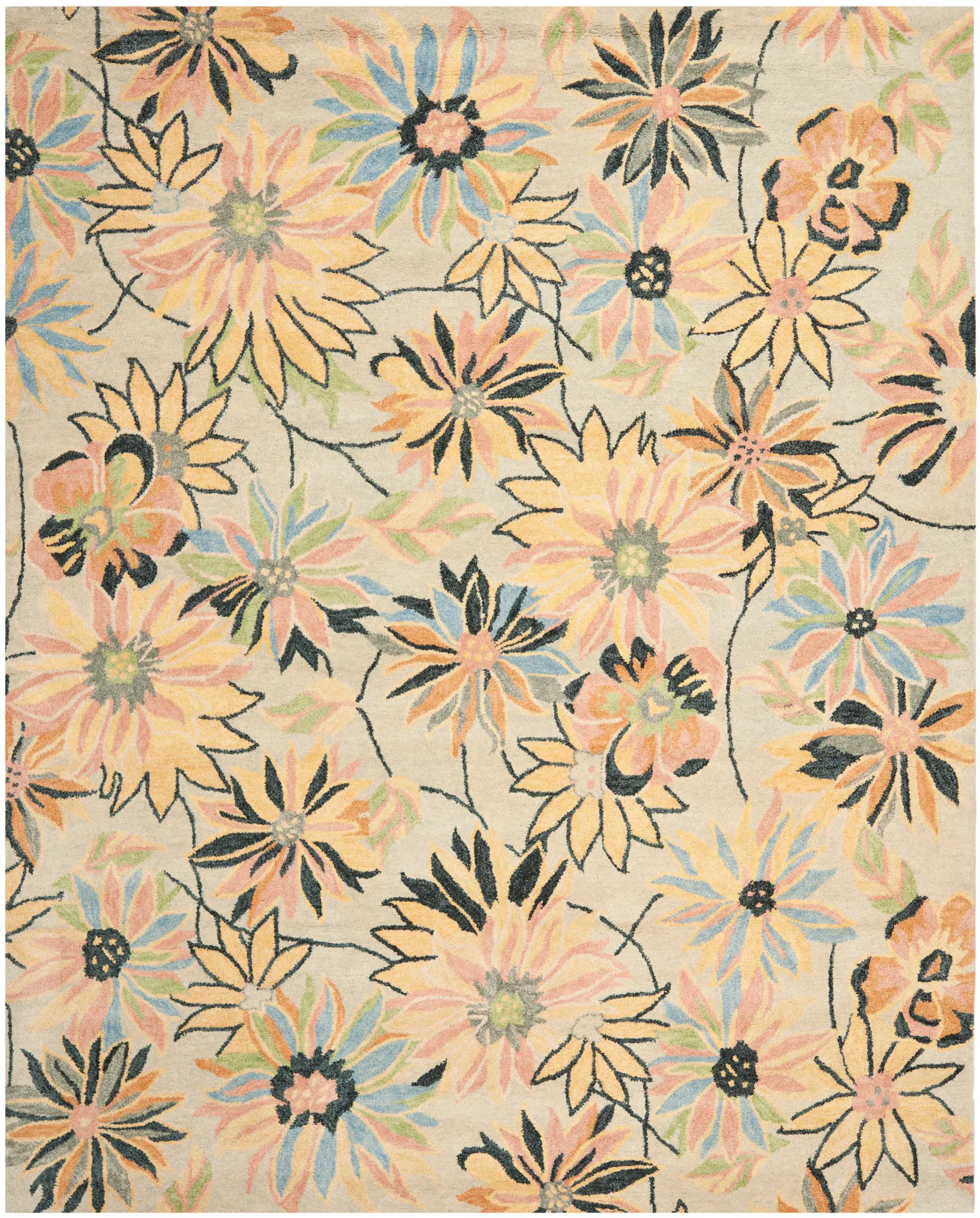 Blossom Daisy Floral Hand-Hooked Wool Rug