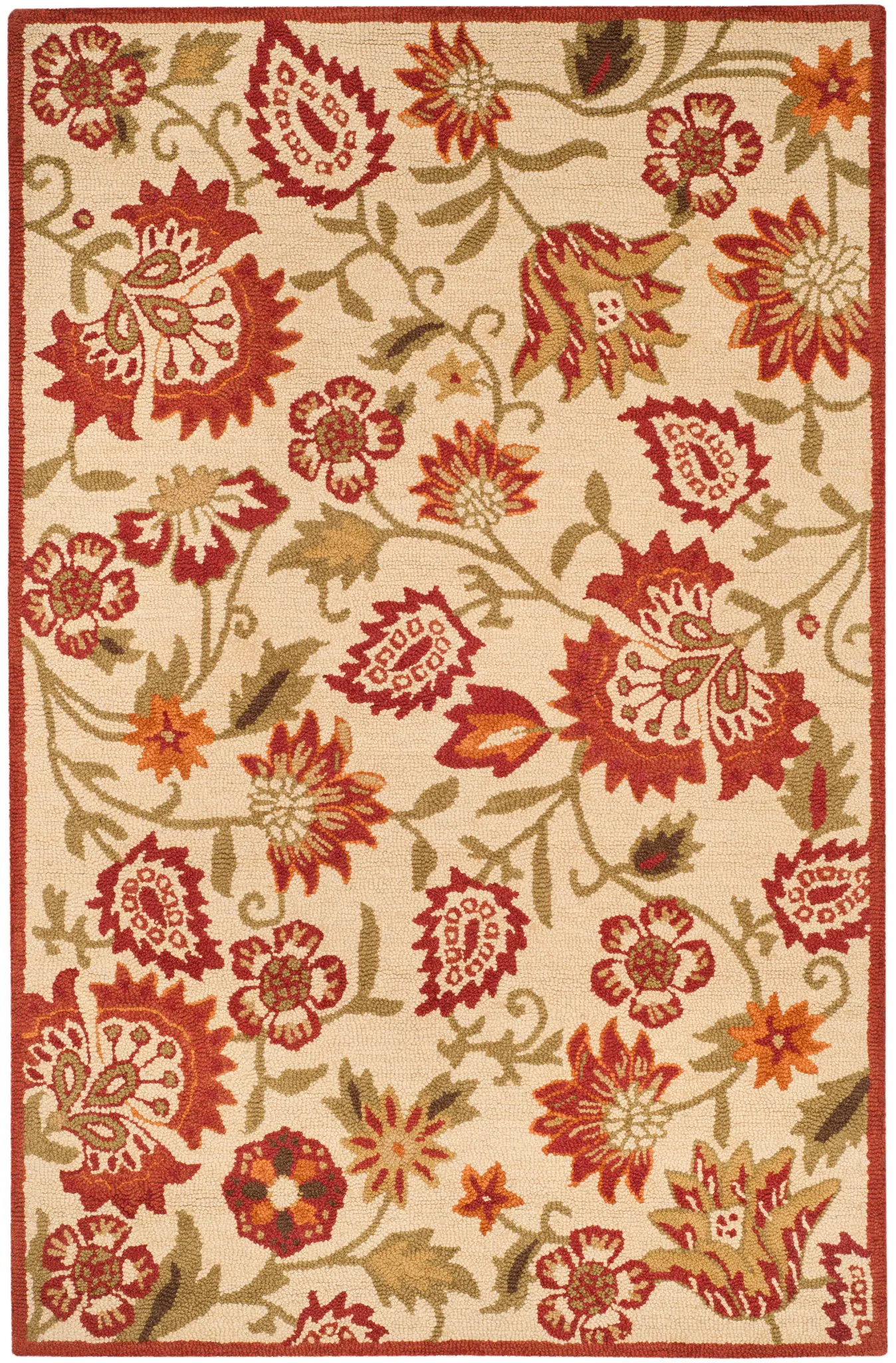 Blossom Floral Vine Hand-Hooked Wool Rug