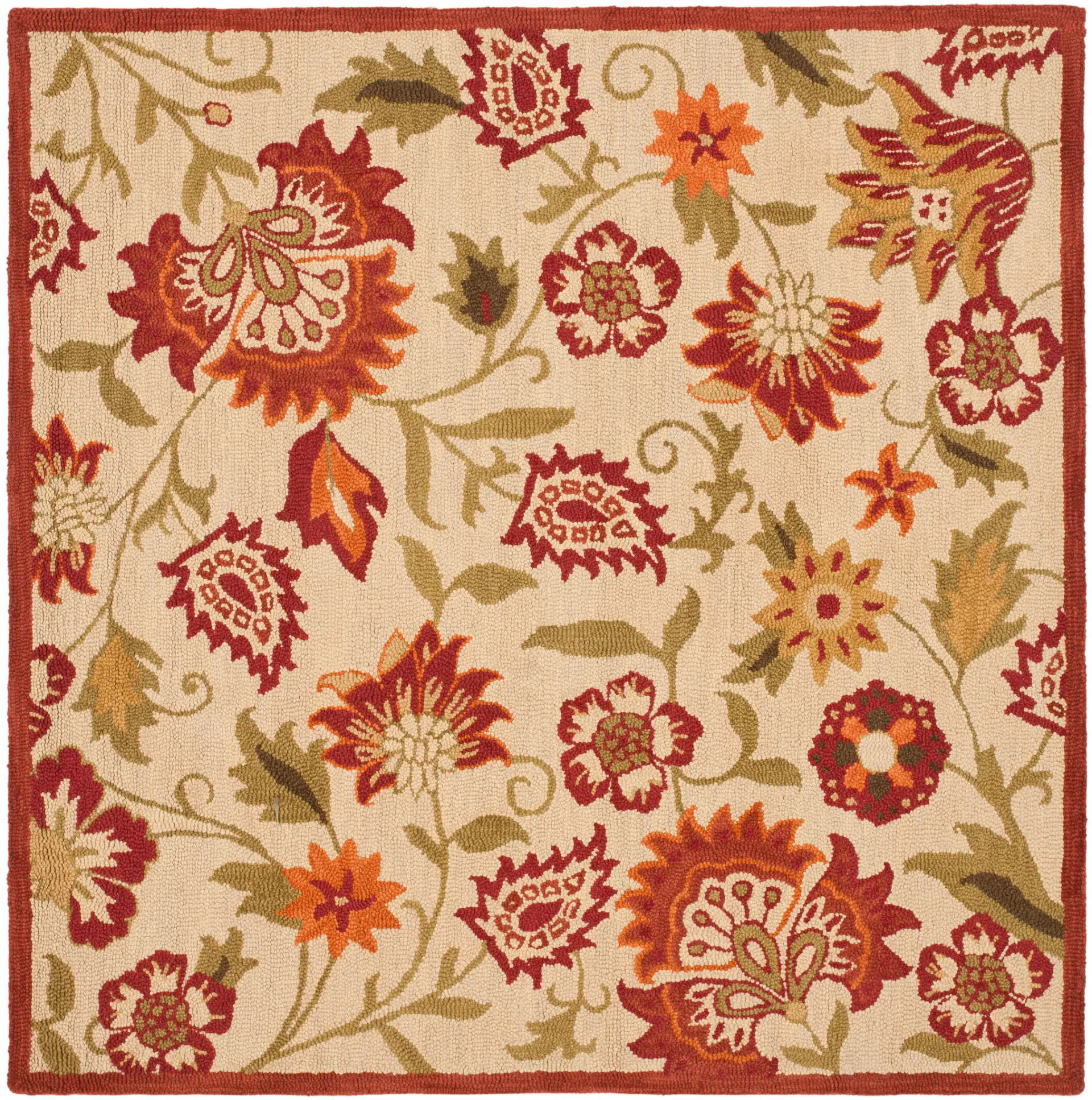 Blossom Floral Vine Hand-Hooked Wool Rug