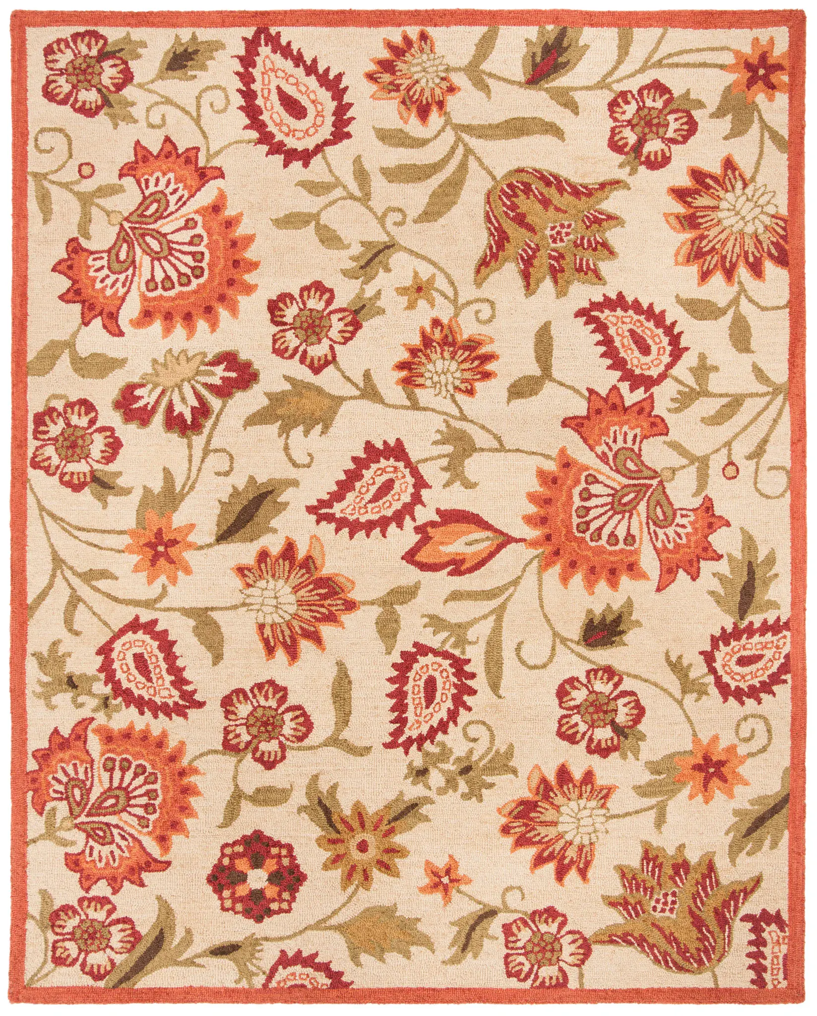 Blossom Floral Vine Hand-Hooked Wool Rug