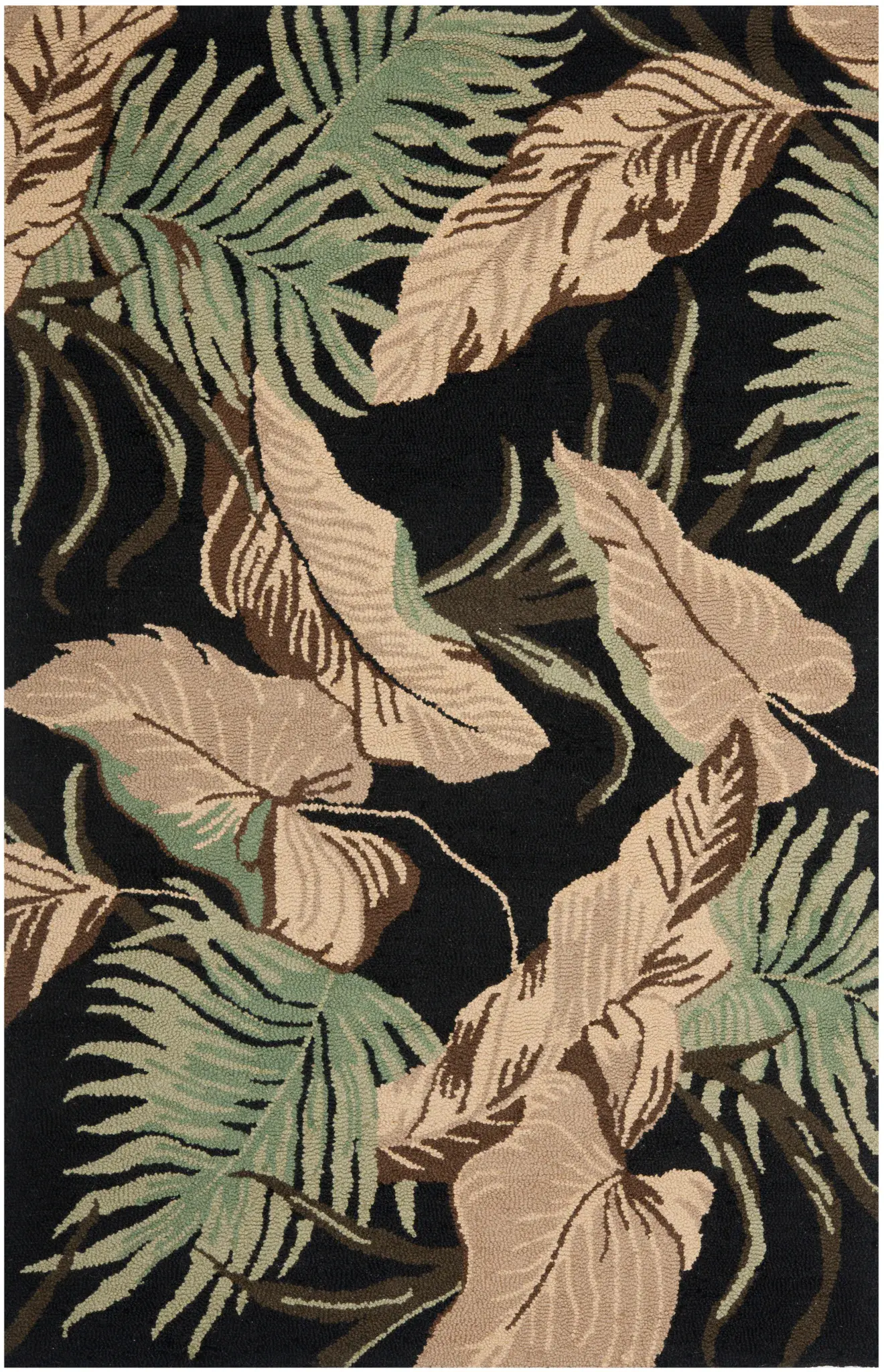 Blossom Tropical Palm Hand-Hooked Wool Rug