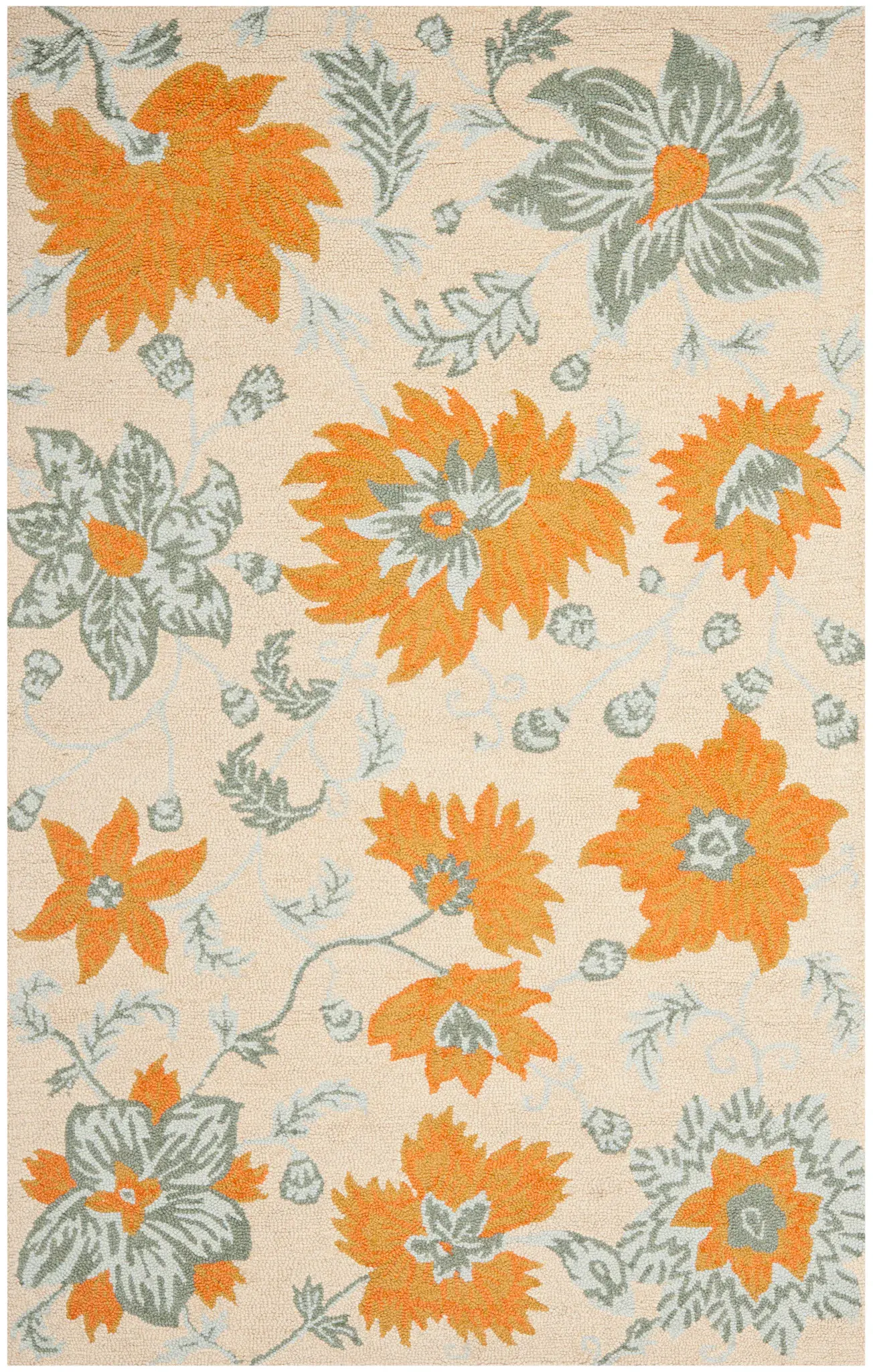 Blossom Floral Bloom Hand-Hooked Wool Rug