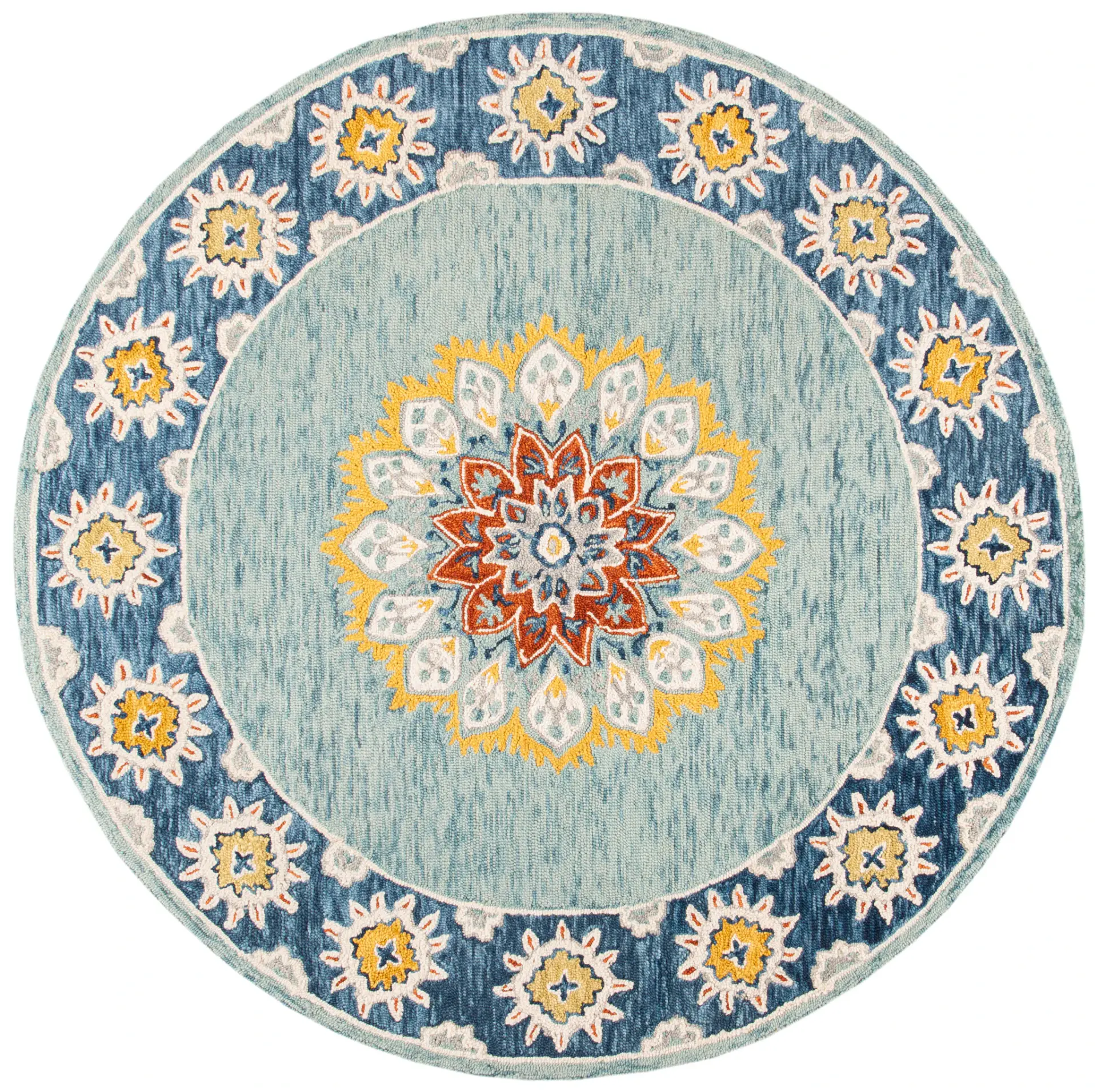 Blossom Bordered Medallion Hand-Tufted Wool Rug