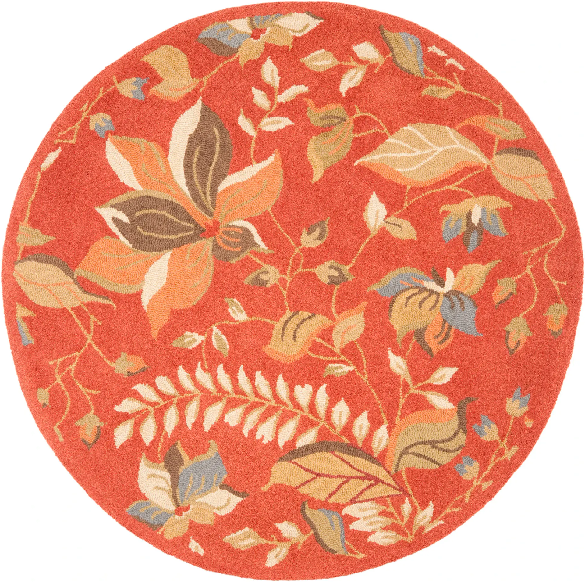 Blossom Botanical Leaf Hand-Hooked Wool Rug