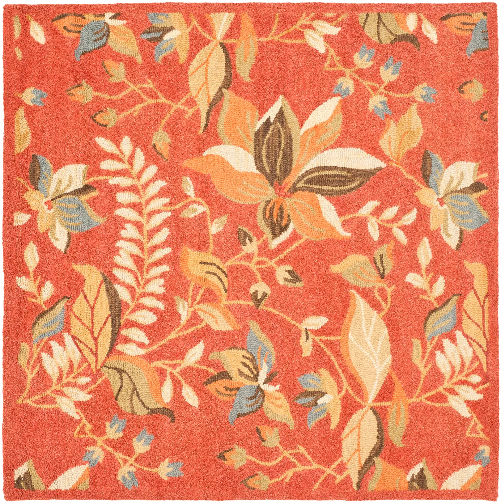 Blossom Botanical Leaf Hand-Hooked Wool Rug