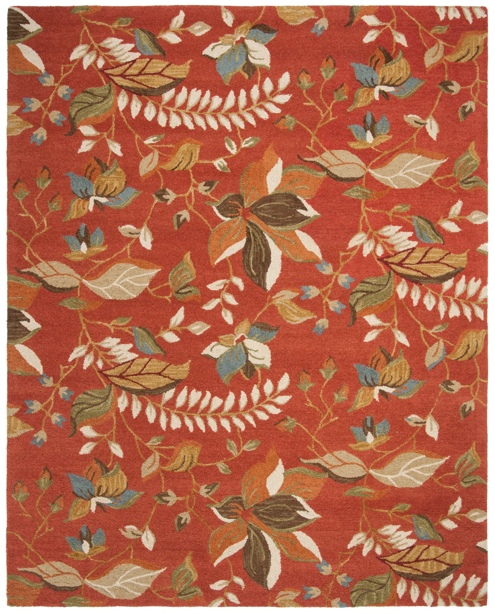 Blossom Botanical Leaf Hand-Hooked Wool Rug