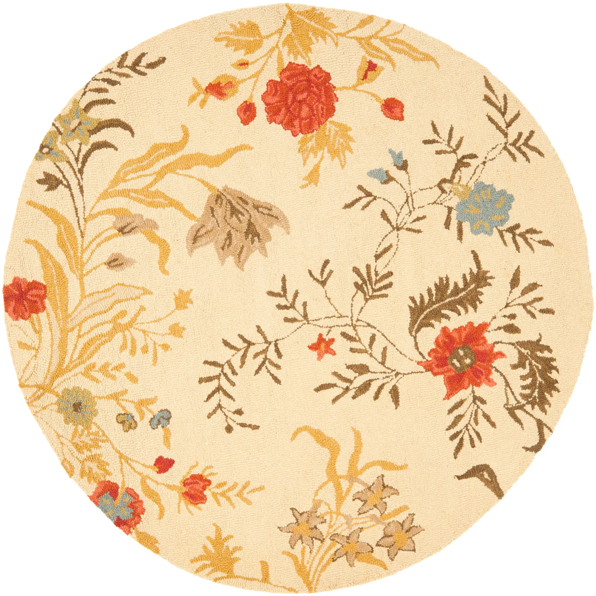 Blossom Jacobean Floral Branch Hand-Hooked Wool Rug