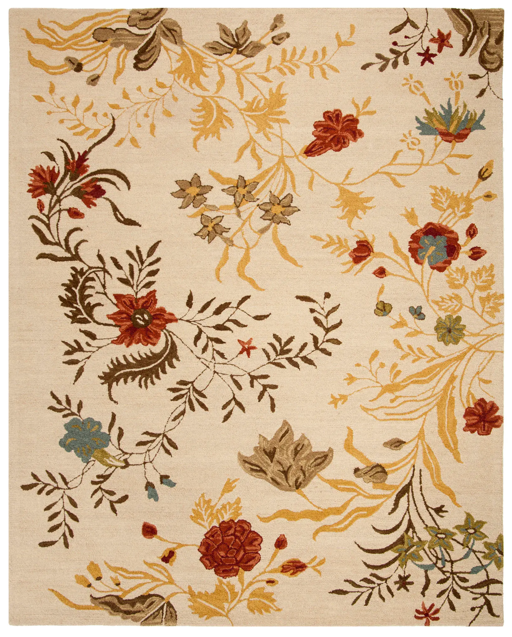 Blossom Jacobean Floral Branch Hand-Hooked Wool Rug