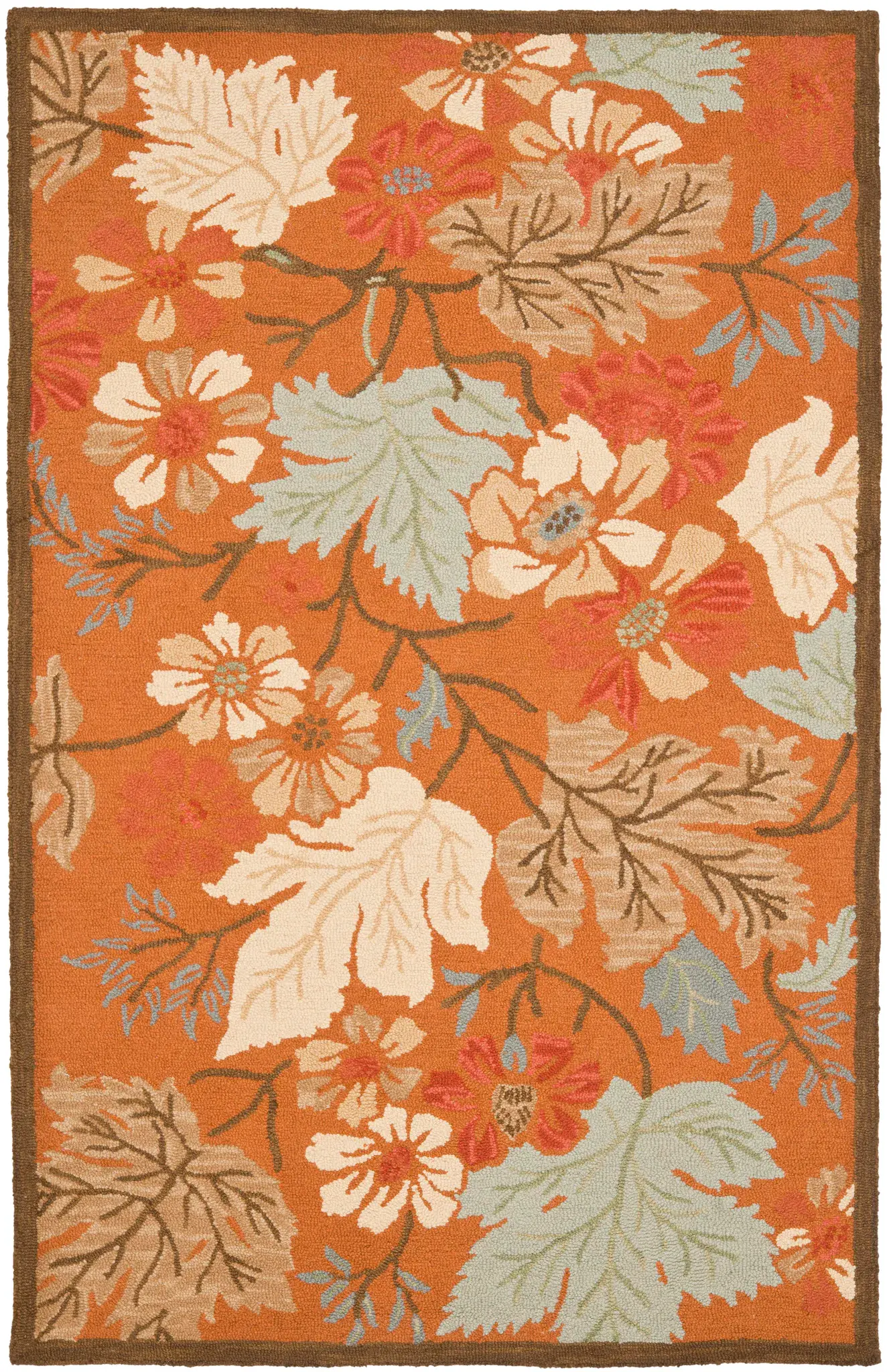Blossom Foliage Garden Hand-Hooked Wool Rug
