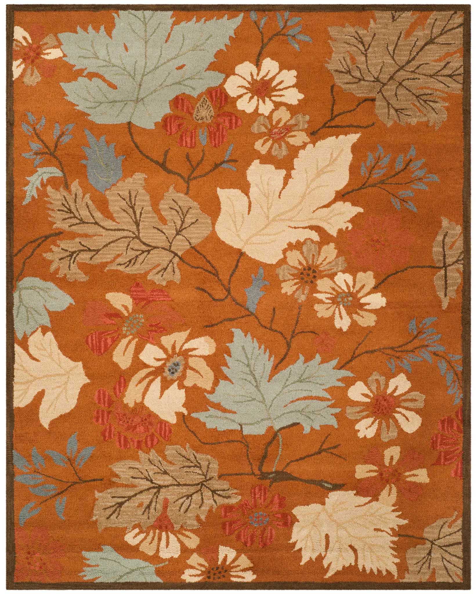 Blossom Foliage Garden Hand-Hooked Wool Rug