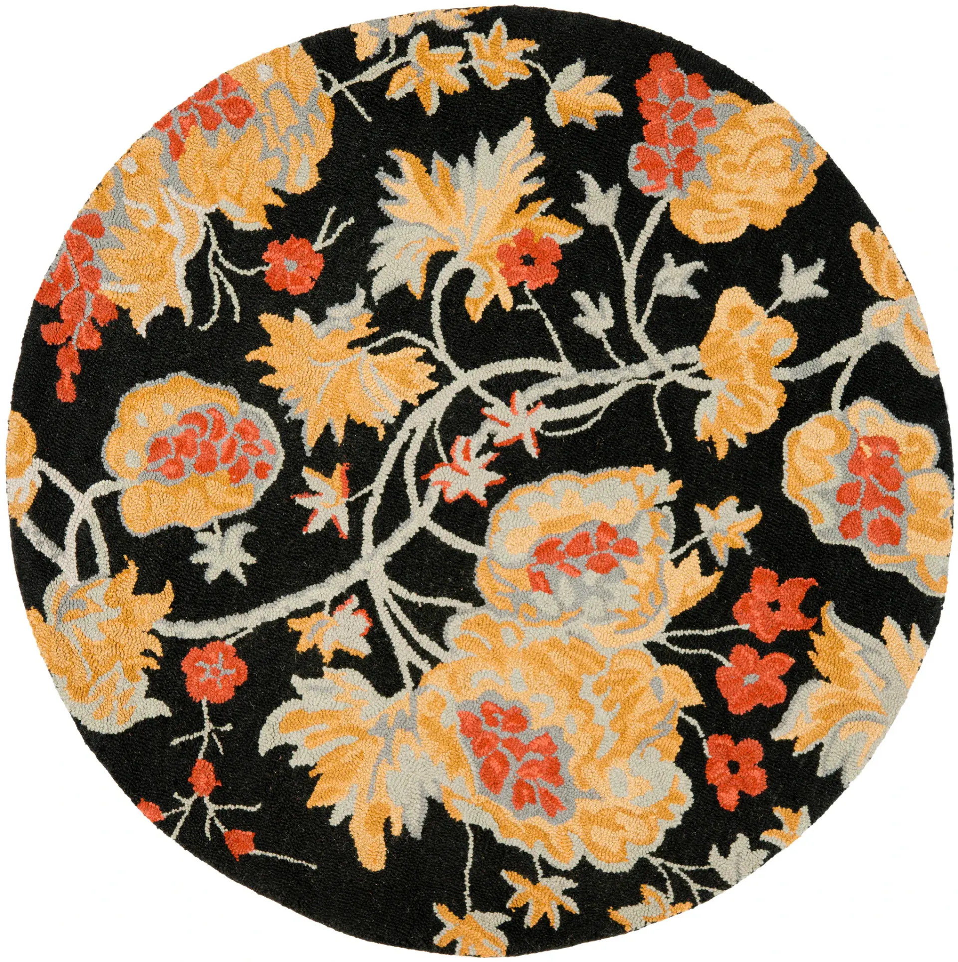 Blossom Peony Vine Hand-Hooked Wool Rug